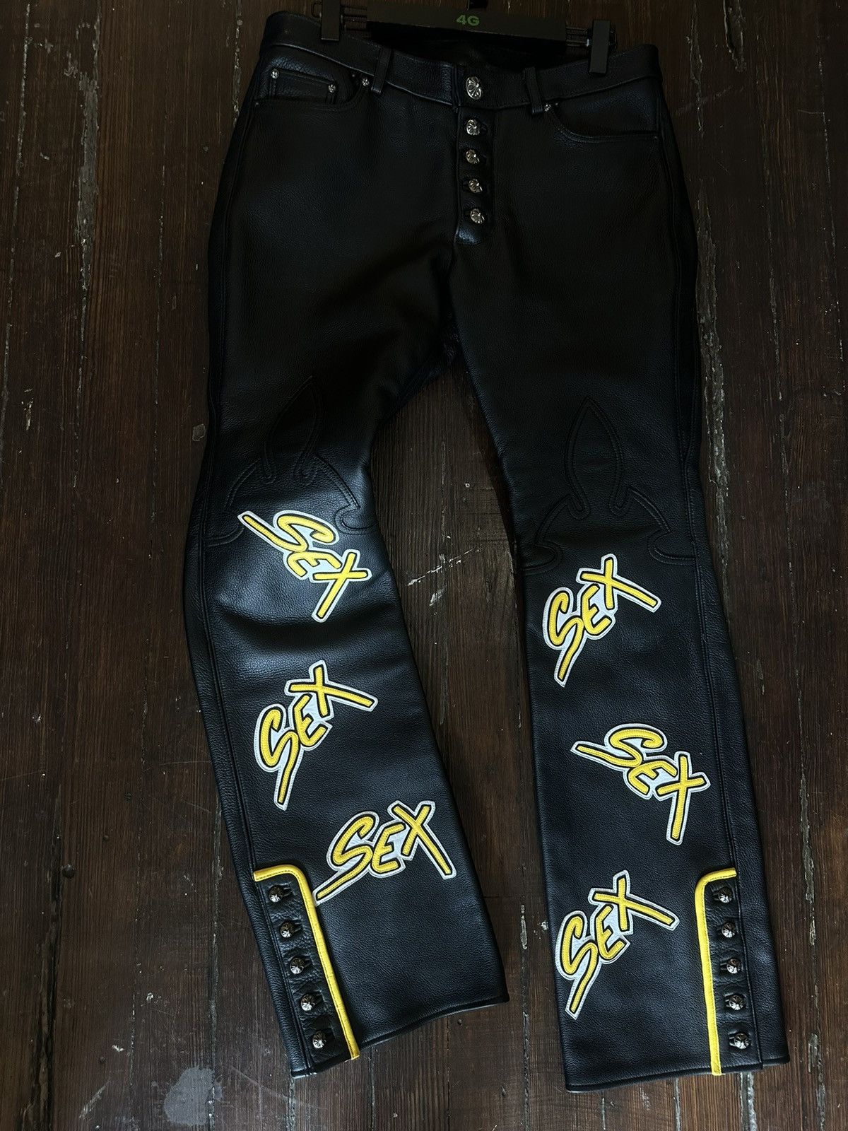 Chrome Hearts CHROME HEARTS 1:1 SEX PATCH LEATHER JEANS ODEL BECKHAM Size US 34 / EU 50 - 12 Thumbnail