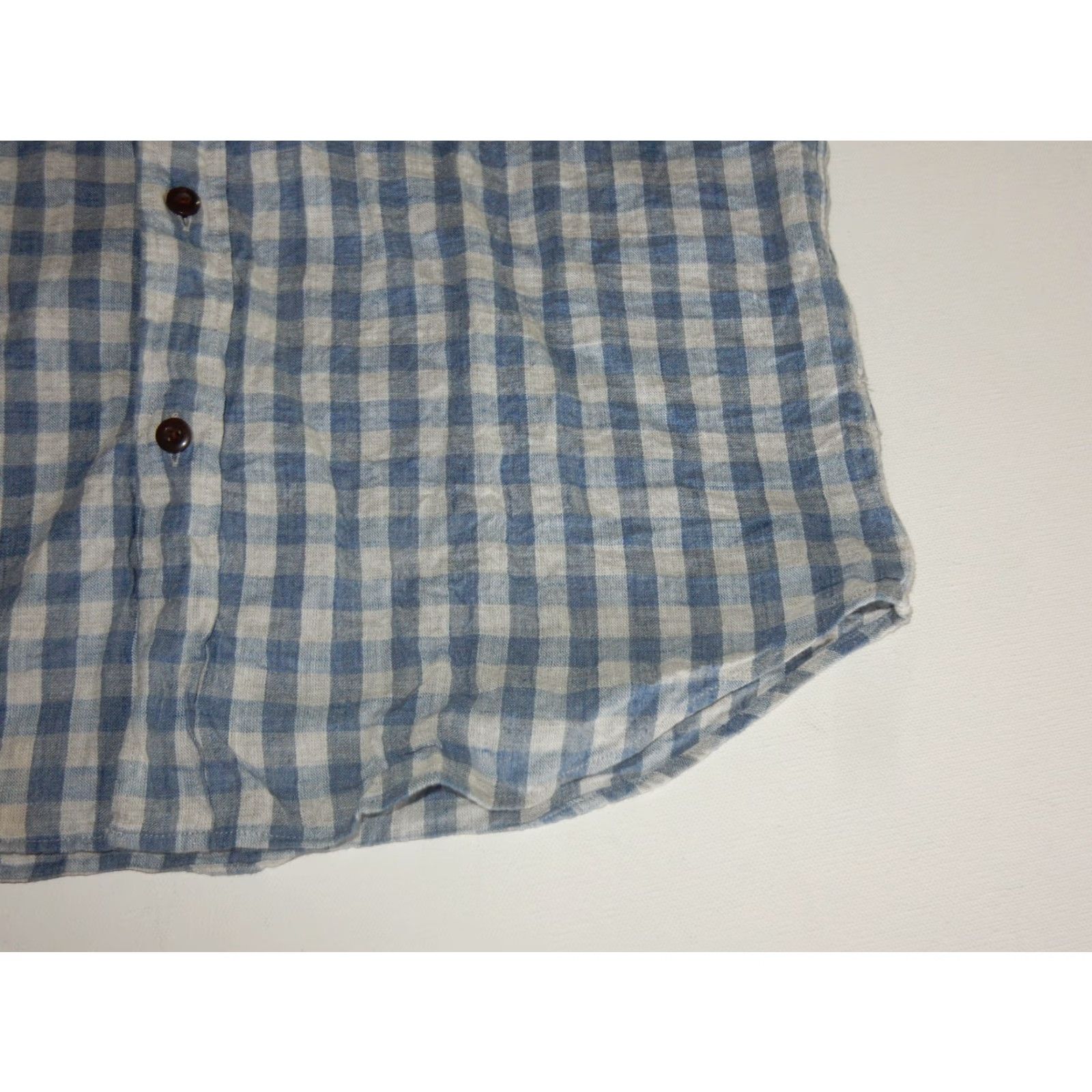 J.Crew VINTAGE J.CREW Shirt Plaid Short Sleeve Button-Up M Blue Adult Medium Slim Homespun Size US M / EU 48-50 / 2 - 2 Thumbnail
