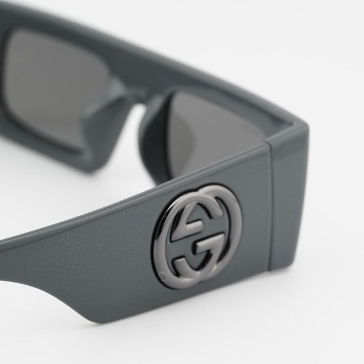 Gucci Gucci GG1646S 006 Sunglasses Grey Rectangle Frame Size ONE SIZE - 6 Thumbnail