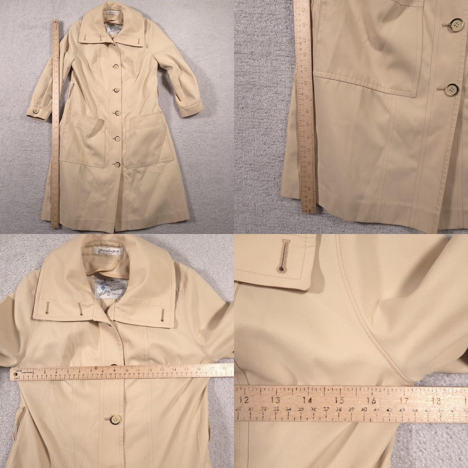 Vintage VINTAGE Misty Harbor Coat Womens 6 Regular Beige Trench All Seasons Water Resistant Long Button Front Pockets Casual Travel > Mens Size M / US 6-8 / IT 42-44 - 9 Thumbnail