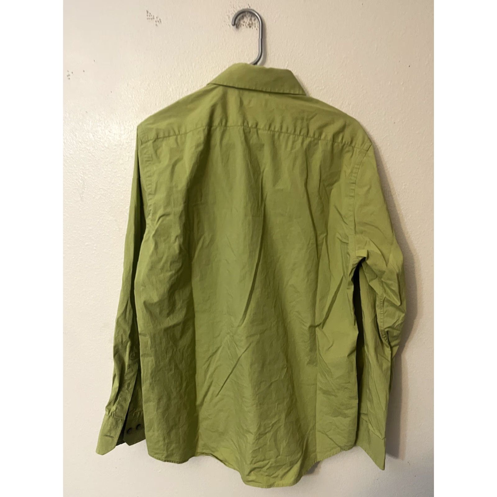 Express Express Button-Up Shirt Men Slim Green Solid M Size Long Sleeve Button Closure Size US M / EU 48-50 / 2 - 3 Thumbnail