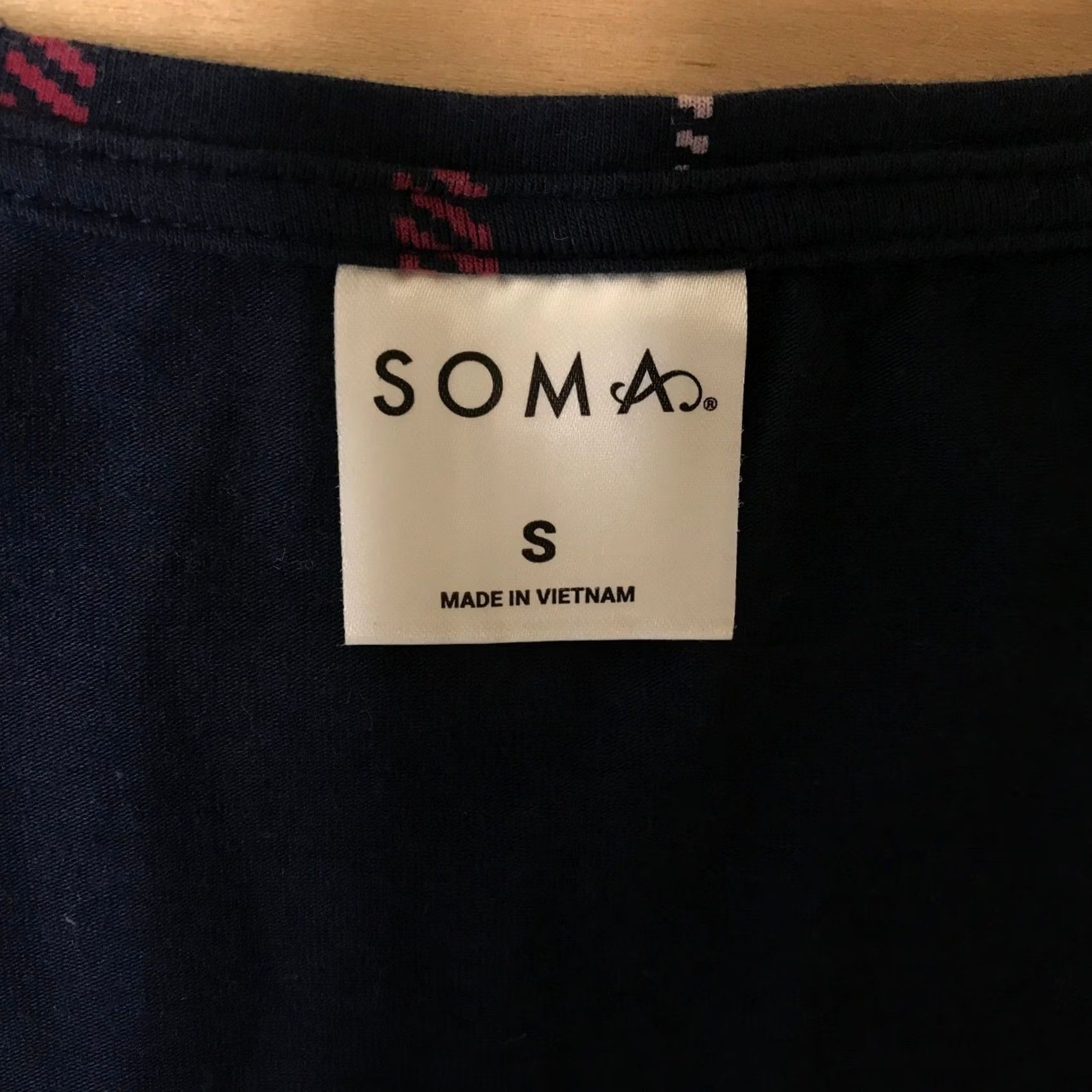 Vintage Soma Womens Henley Sleep Dress 3/4 Sleeve Plaid Navy Blue Red Windowpane Knit Cotton Blend M/L? Size S / US 4 / IT 40 - 7 Thumbnail