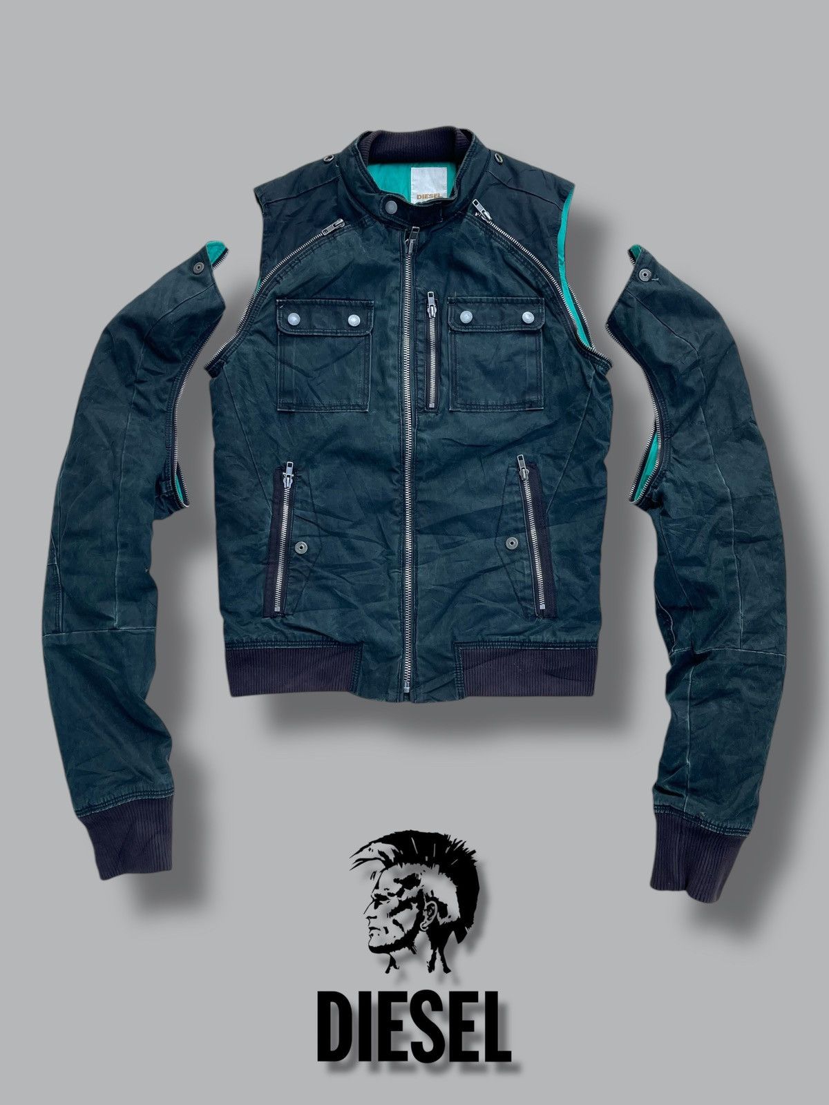 🔥RARE🔥 DIESEL DETACHABLE SLEEVE RAIDER JACKET