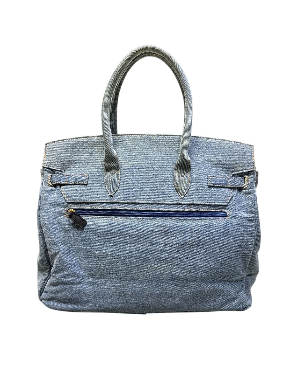 Handmade VINTAGE DENIM HANDMADE BIRKIN STYLE HANDBAG Size ONE SIZE - 3 Thumbnail