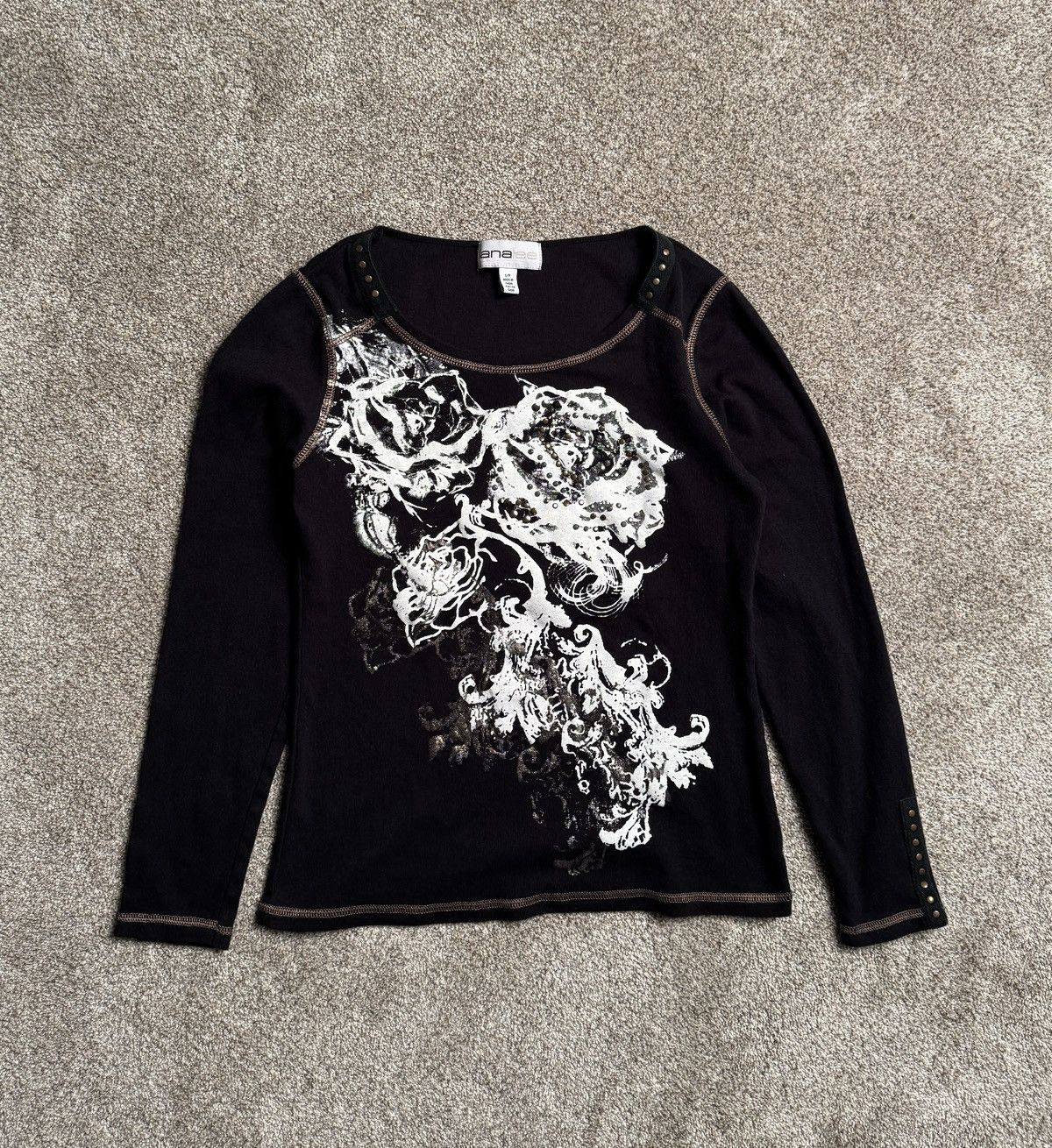 Other BLACK LANA LEE RHINESTONE “ROSE” LONG SLEEVE Size S / US 4 / IT 40 - 1 Thumbnail
