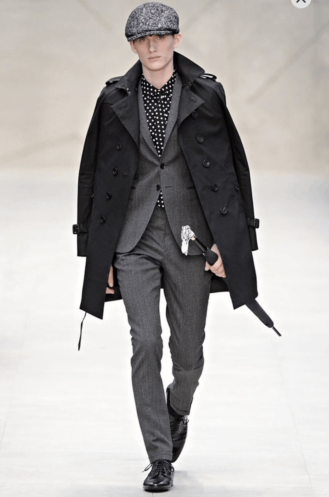 Burberry Prorsum Black trench coat from Fall 2012 Runway