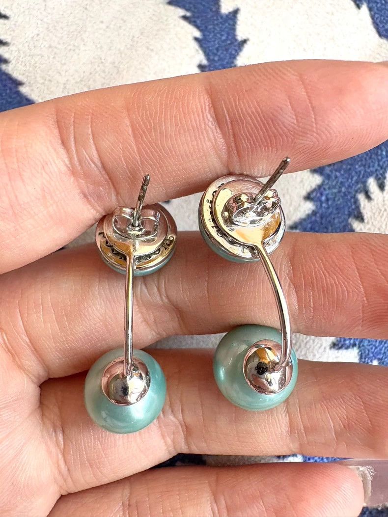 Vivienne Westwood Vivienne Westwood Teal Pearl Stud Earrings Size ONE SIZE - 6 Thumbnail