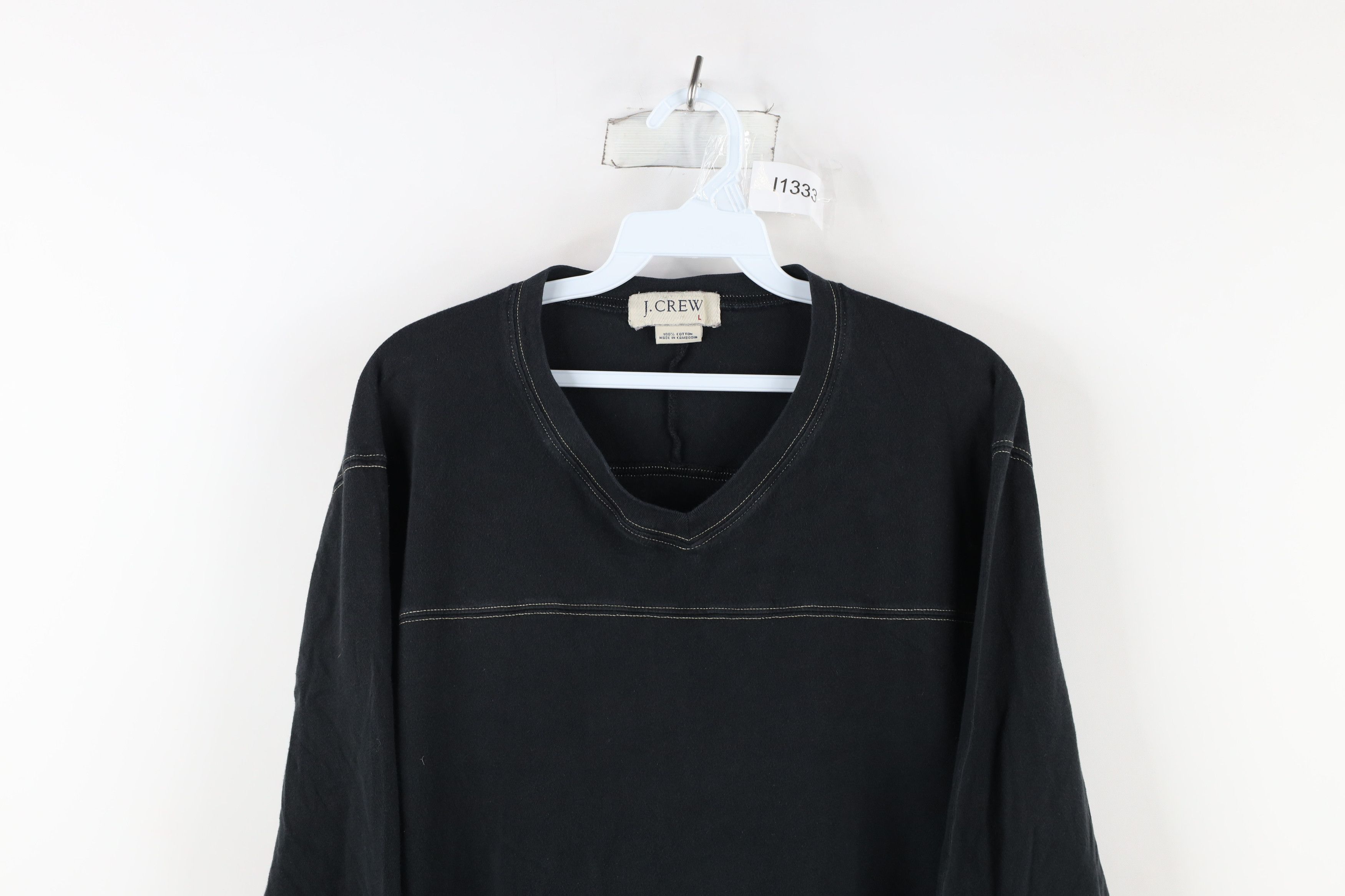 J.Crew × Vintage Vintage 90s J Crew Ribbed Knit Long Sleeve T-Shirt Black Size US L / EU 52-54 / 3 - 2 Thumbnail