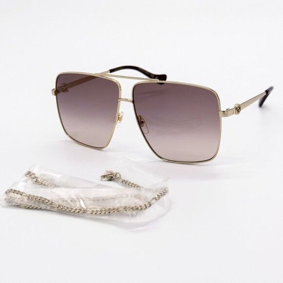New Gucci Sunglasses Gg1087S 002 Gold Unisex Eyewear Gucci, Women's