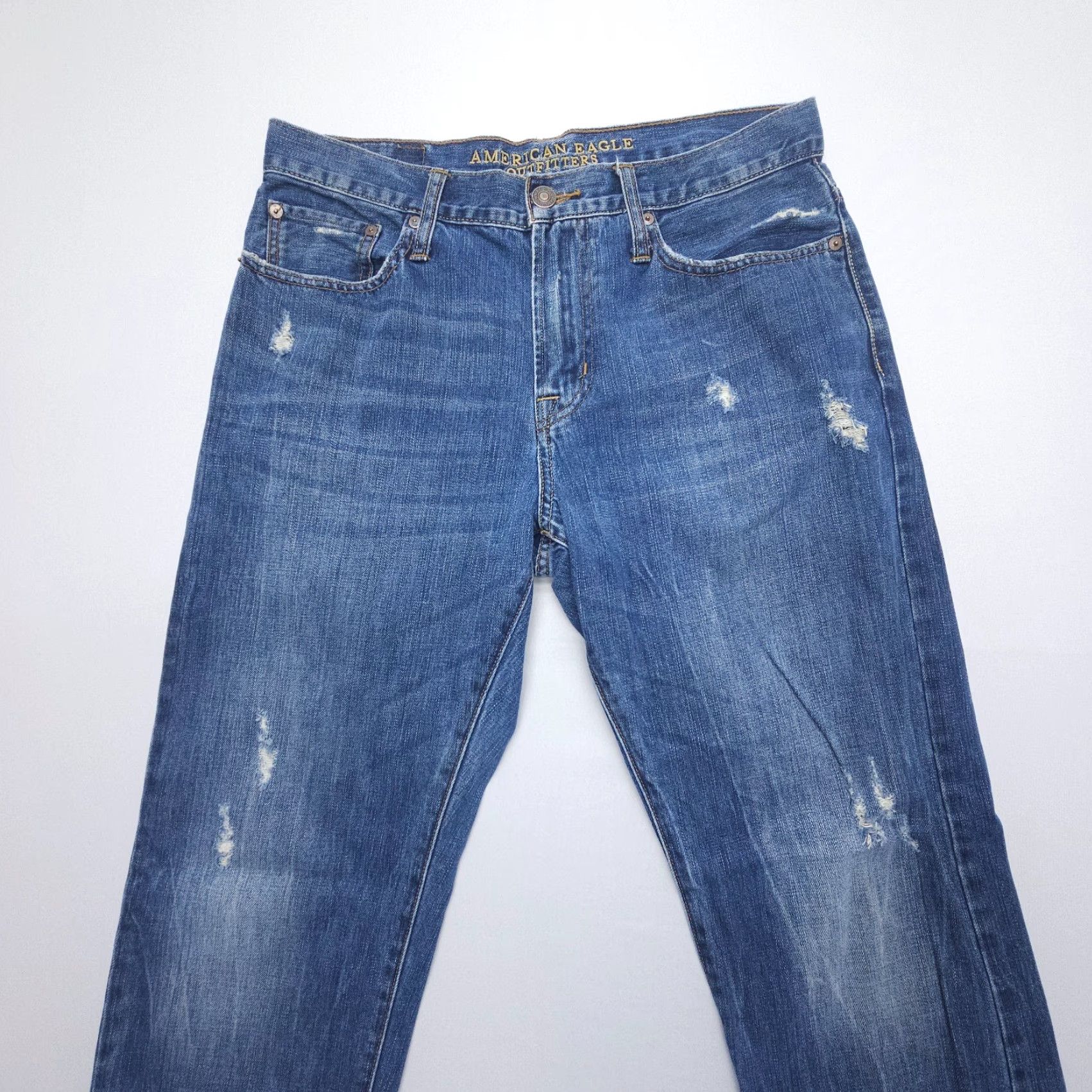 American Eagle Outfitters VINTAGE American Eagle Outfitters Jeans Mens 32 x 34 Relaxed Straight Denim Dark Wash Blue 5-Pocket Design Solid Variety Size US 32 / EU 48 - 4 Thumbnail