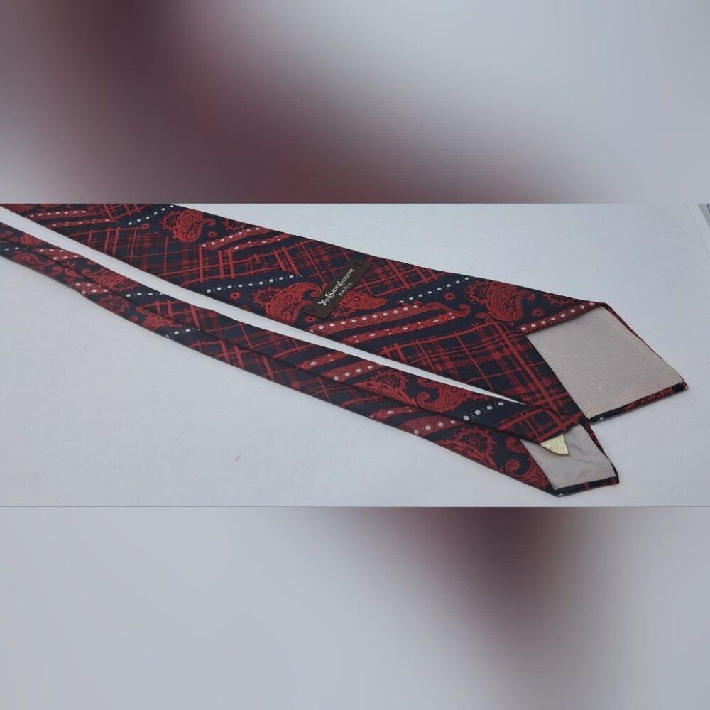 Yves Saint Laurent Yves Saint Laurent Vintage Neck Tie Tartain Plaid Paisley S Size ONE SIZE - 4 Thumbnail