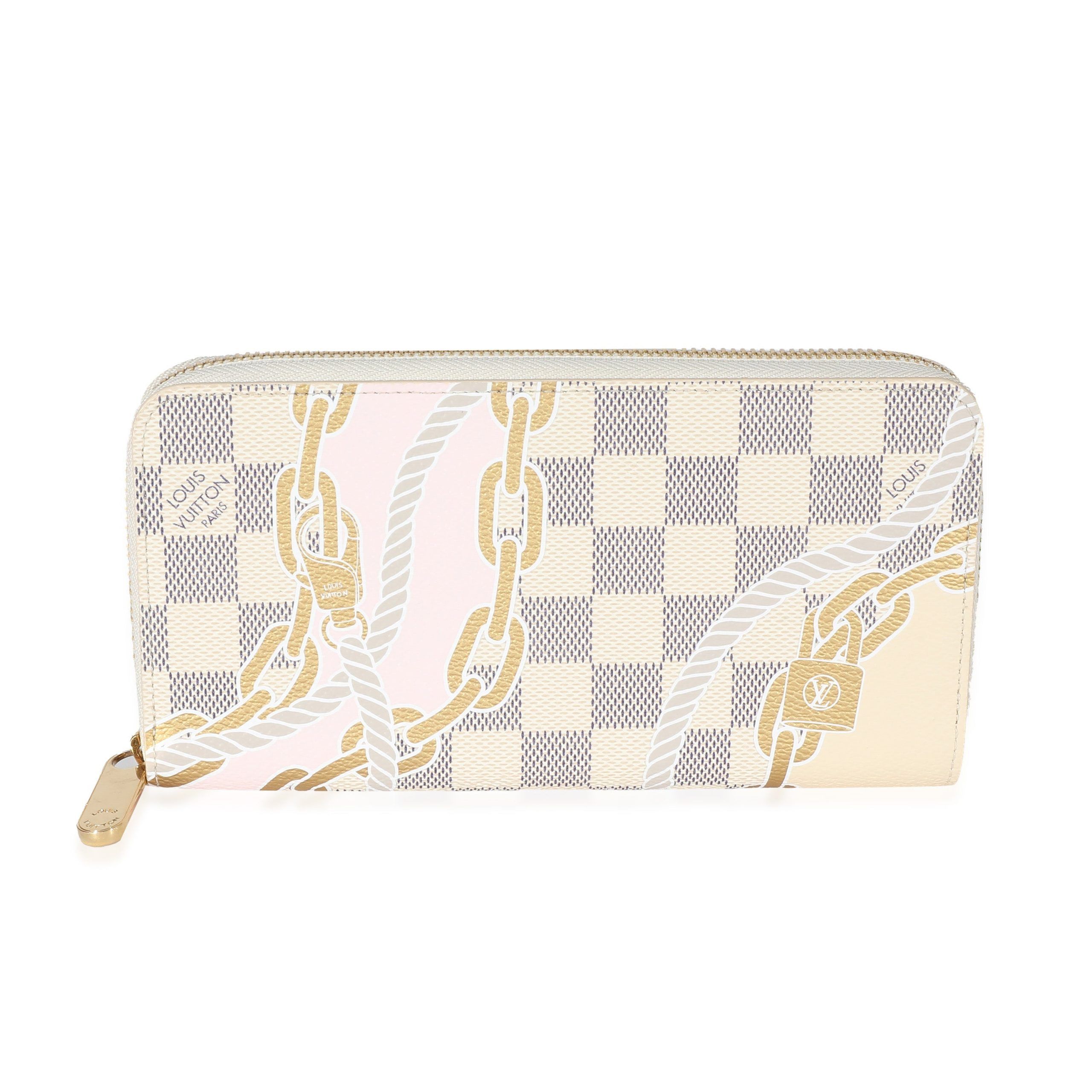 image of Louis Vuitton Damier Azur Canvas Nautical Zippy Wallet in White, Women's