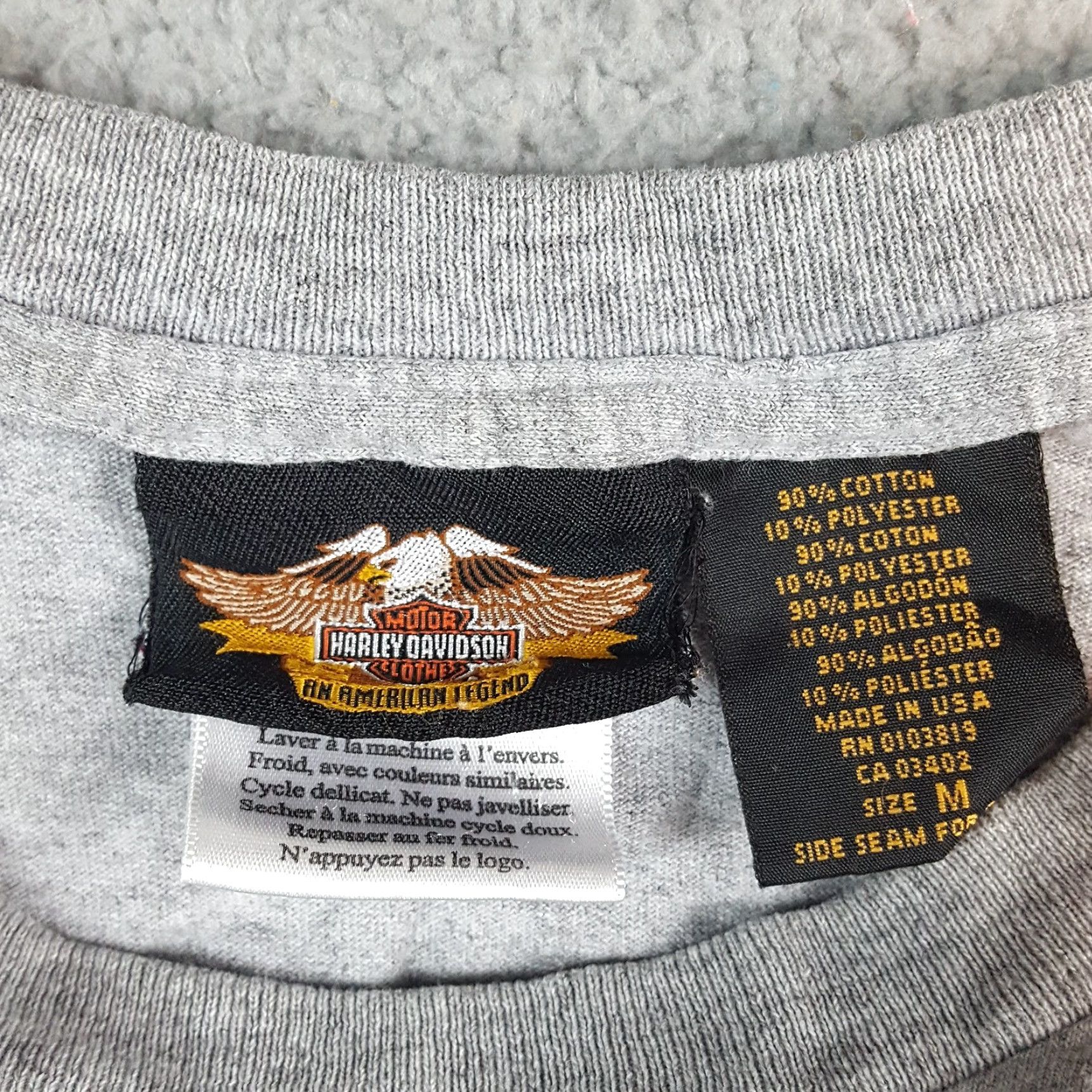 Harley Davidson VINTAGE Harley-Davidson Mens T-Shirt Motorcycle Wrap Around Pocket Biker 2000s Grunge 90s Gray Size M Size US M / EU 48-50 / 2 - 7 Thumbnail