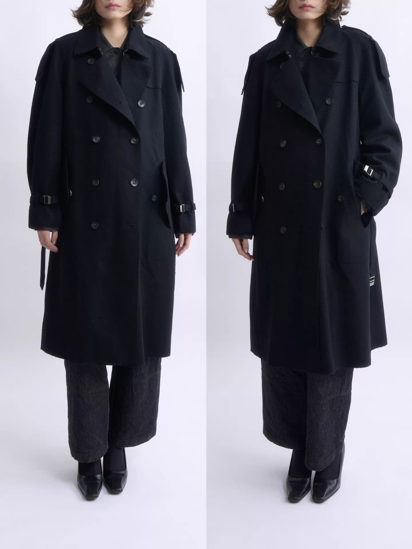 Gucci GUCCI by Tom Ford 1998AW Black Wool Double-Breasted Trench Size M / US 6-8 / IT 42-44 - 2 Thumbnail