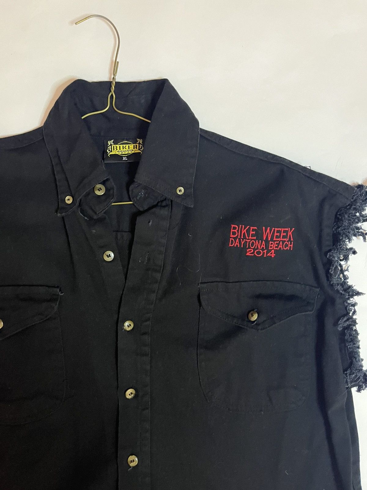 Vintage Cut Off Button Down Biker Shirt Vest 2014 Daytona Beach Size US XL / EU 56 / 4 - 3 Thumbnail
