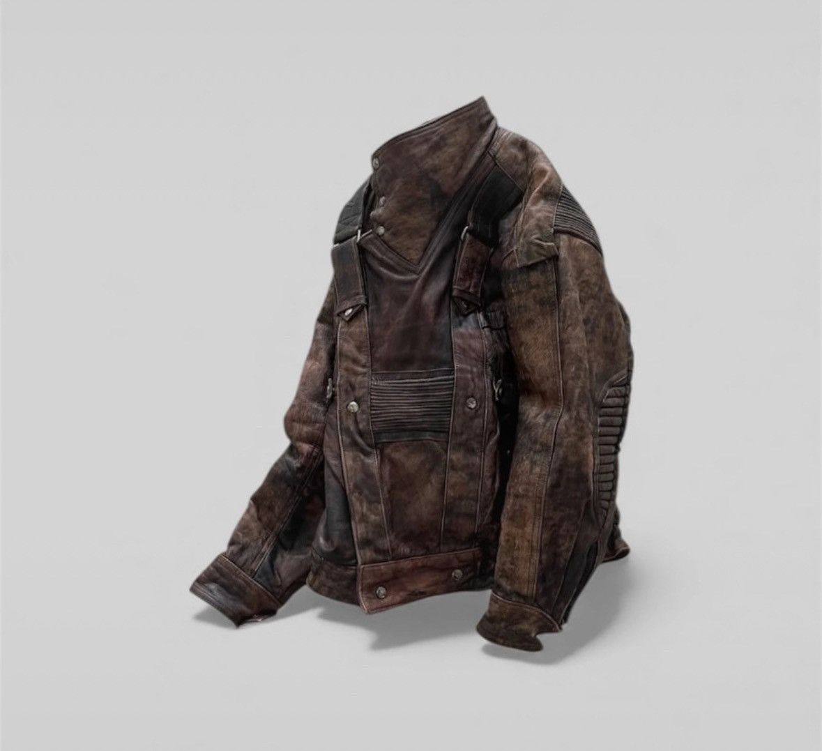 Other Vintage distressed leather moto jacket oversized japanese Size M / US 6-8 / IT 42-44 - 3 Thumbnail