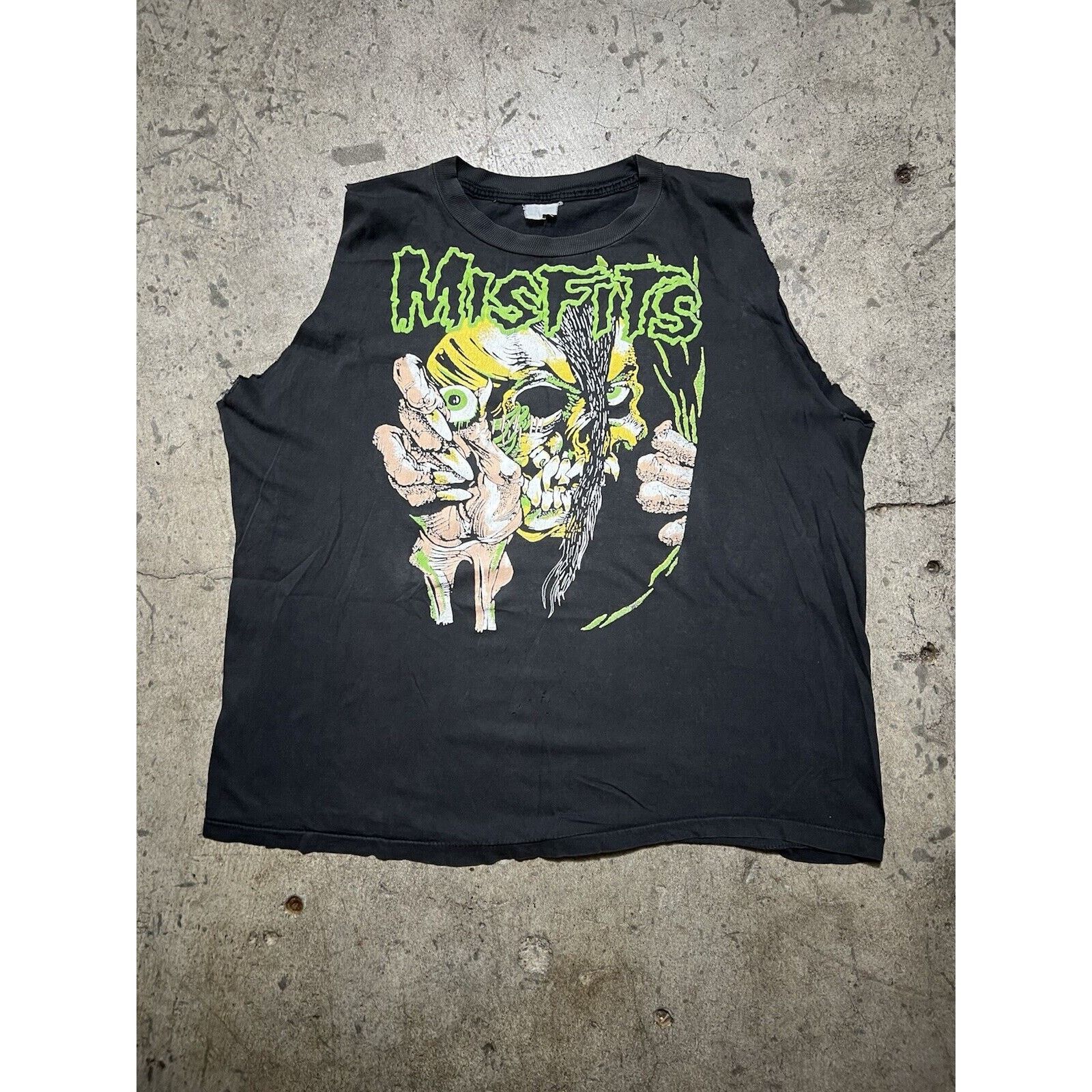 Vintage 80s Misfits Skull Pushead Shirt Rare Cutoff XL
