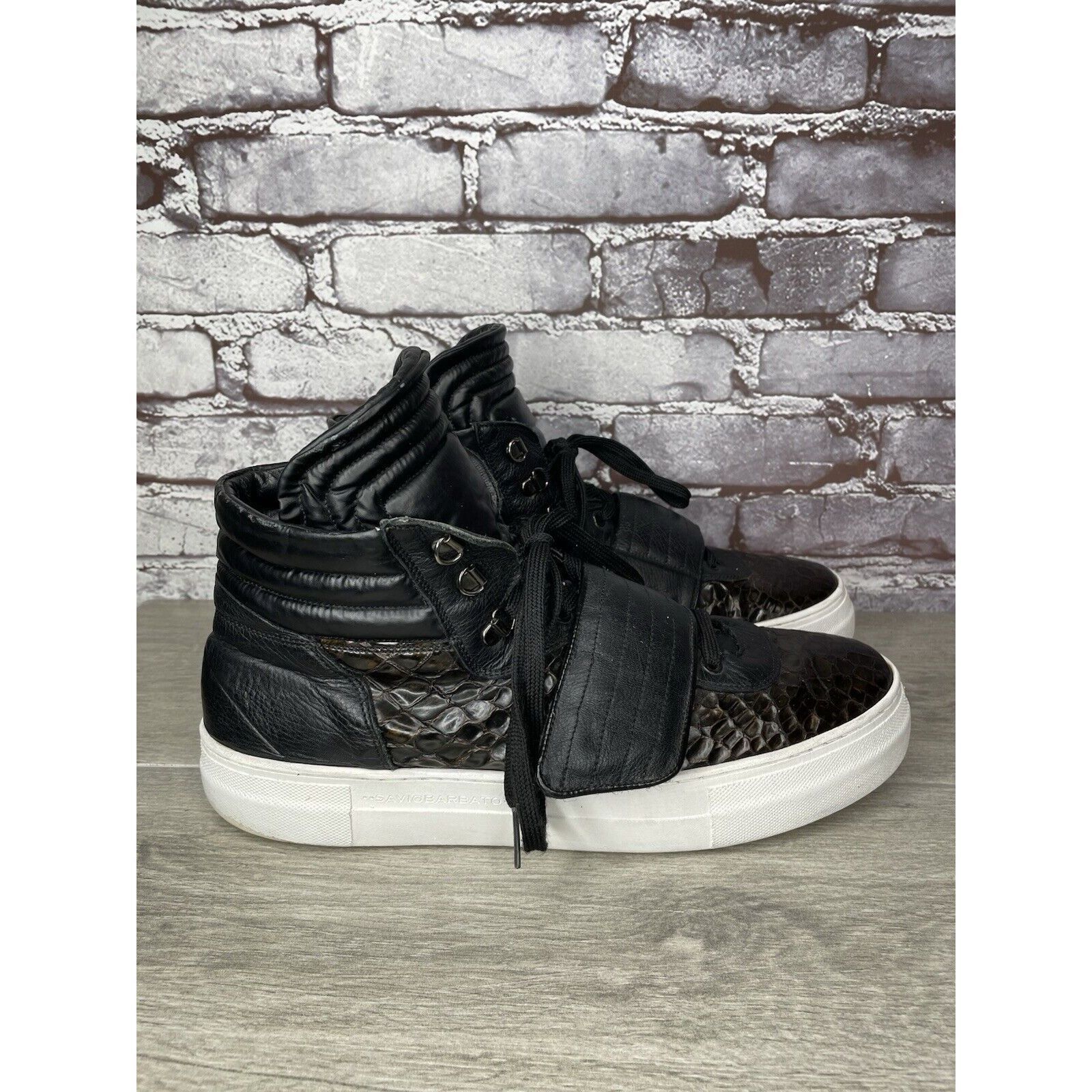 Savio Barbato Savio Barbato Brown Patent Croc Embossed High Top Strap Snea Size US 12 / EU 45 - 21 Thumbnail