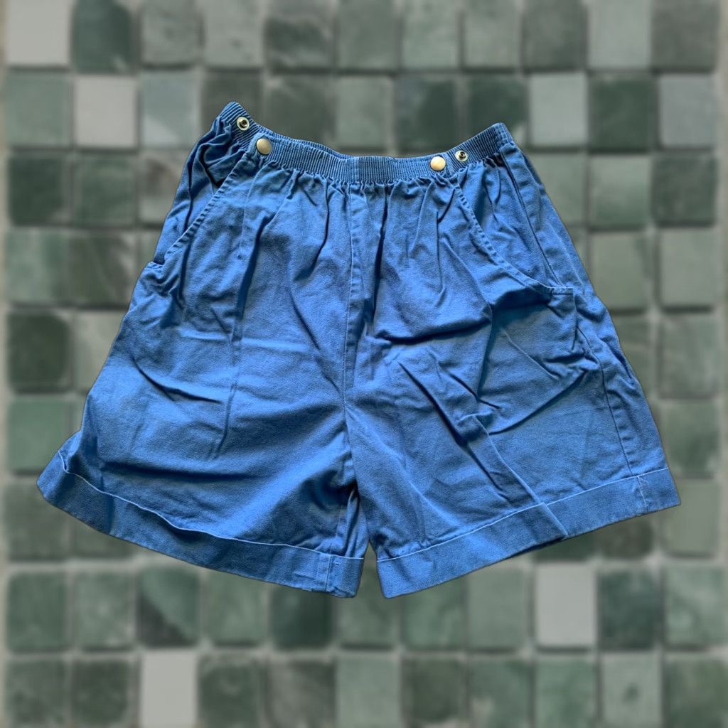 Vintage puccini Maternity Shorts Blue Adjustable Waist Size 6 Women Mom Bottoms with Pockets Stretch Size 28" / US 6 / IT 42 - 1 Thumbnail