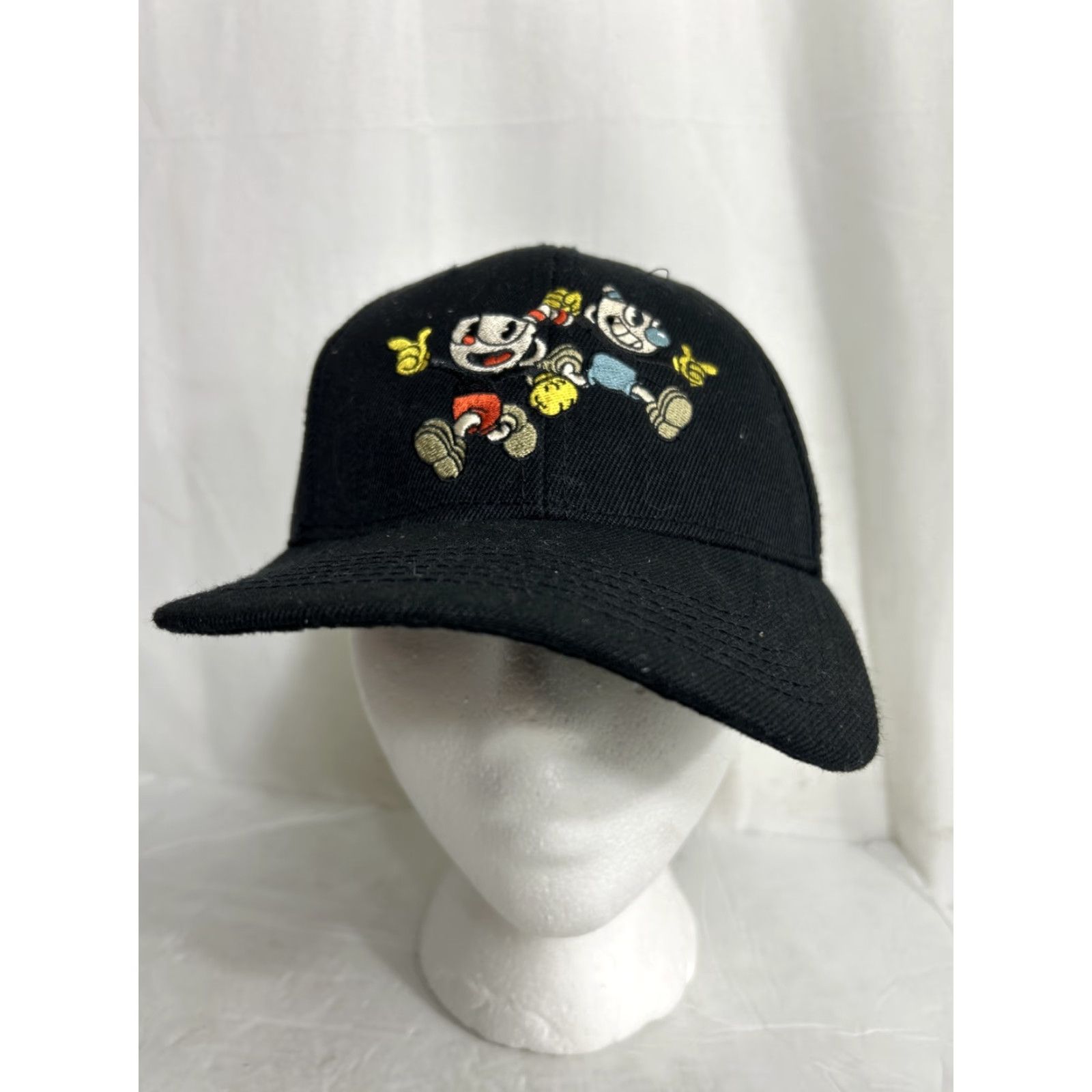 Vintage Cup head Baseball Hat Black Adjustable Hook And Loop Strap Hat Men Black Cuphead Logo Baseball Cap Loop One Size Adjusta ble Size ONE SIZE - 2 Thumbnail