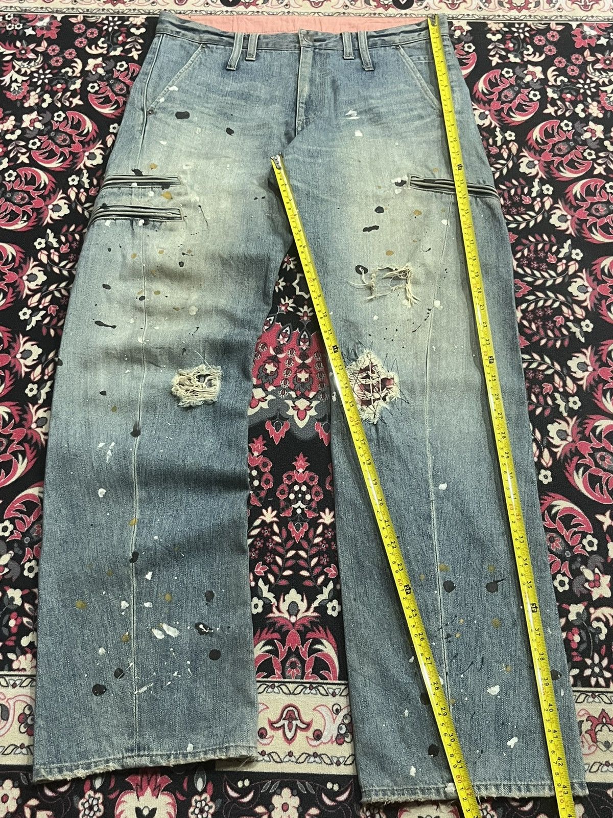Le Grande Bleu (L.G.B.) Rattle Trap Paint Splattered Multizipper Distressed Jeans Size US 34 / EU 50 - 14 Thumbnail