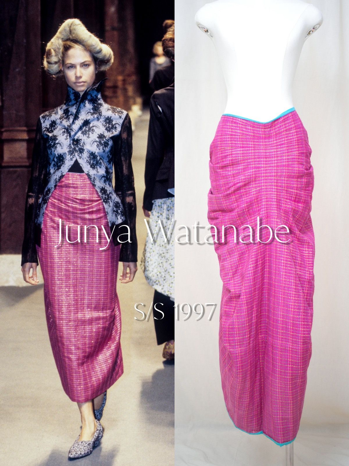 Junya Watanabe Junya Watanabe | SS1997 Magenta Glossy Skirt Size 26" / US 2 / IT 38 - 1 Thumbnail