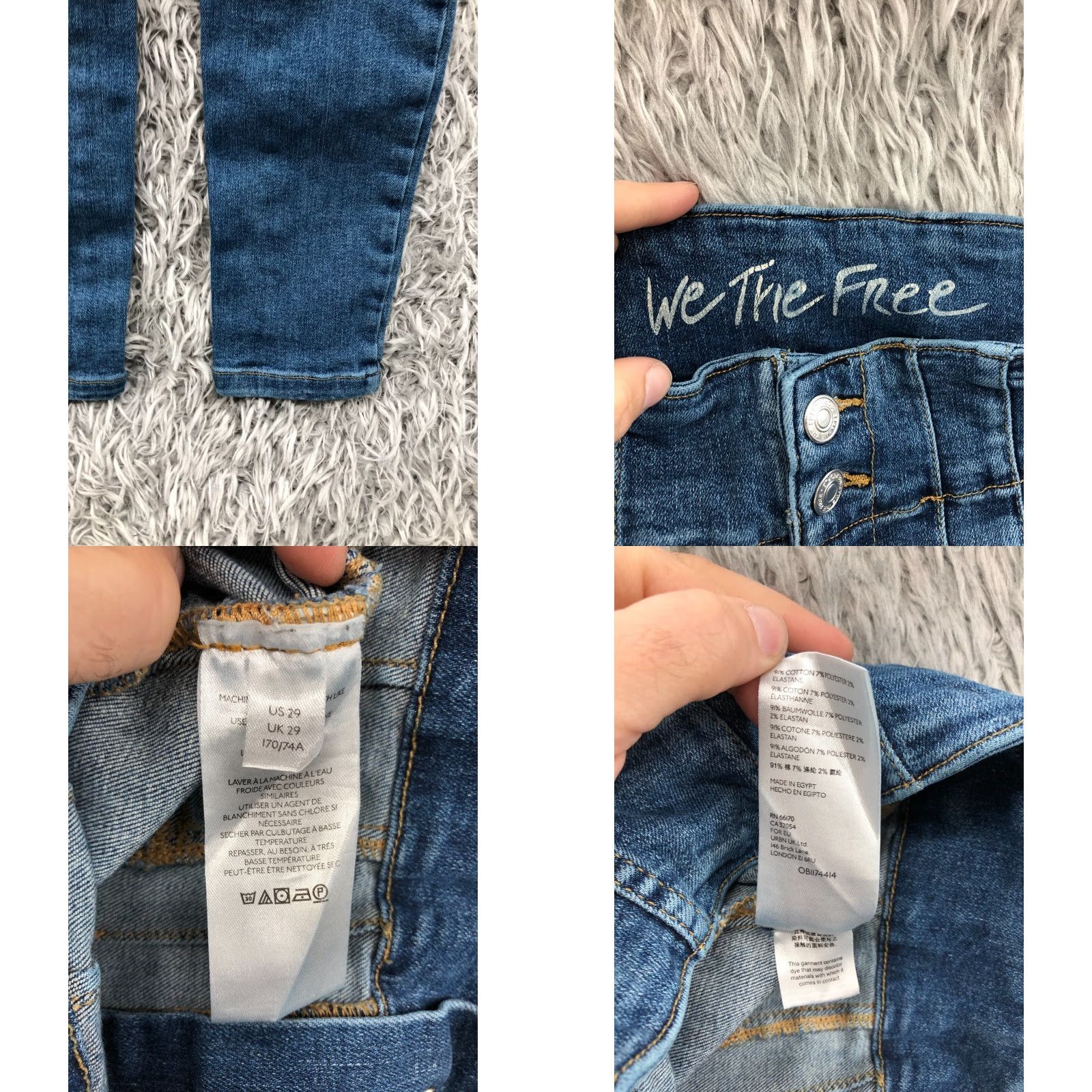 Vintage We The Free High Rise Skinny Jeans Womens Medium Blue Size 29 Size 29" - 8 Thumbnail