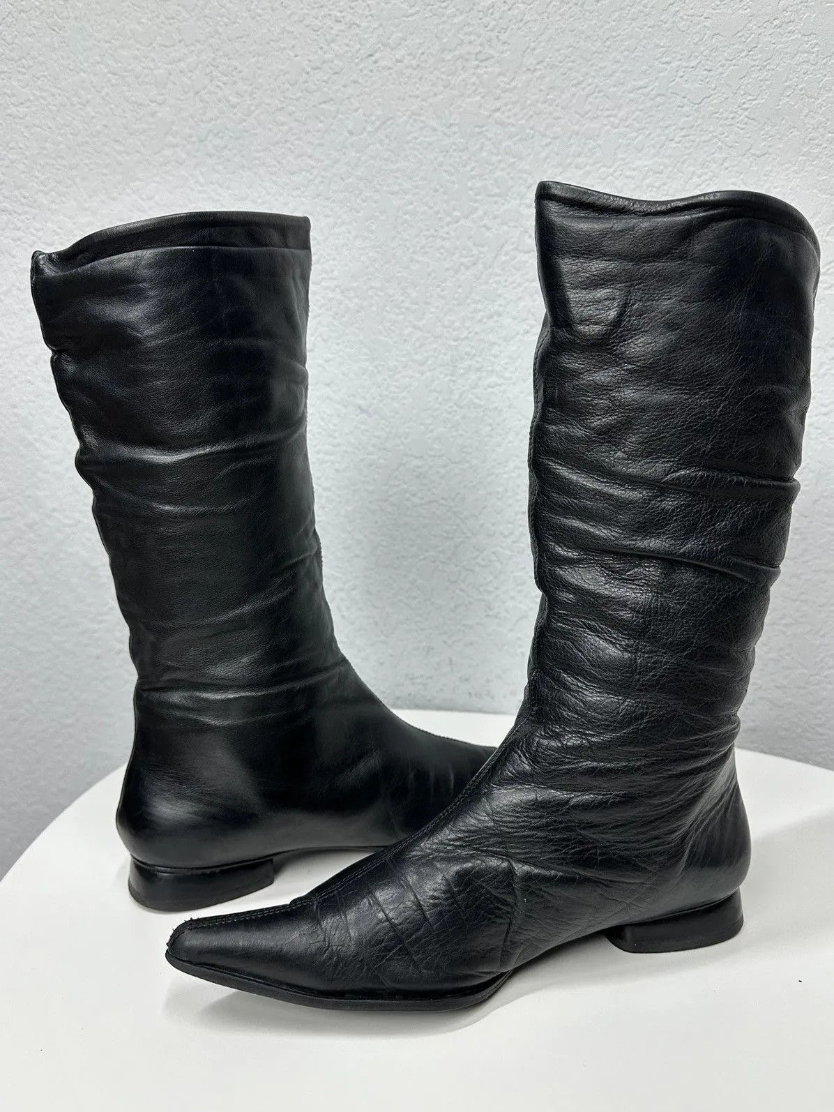 If Six Was Nine Vintage Western Cowboys Leather Boots High Heels Y2k Rare Size US 7 / IT 37 - 8 Thumbnail