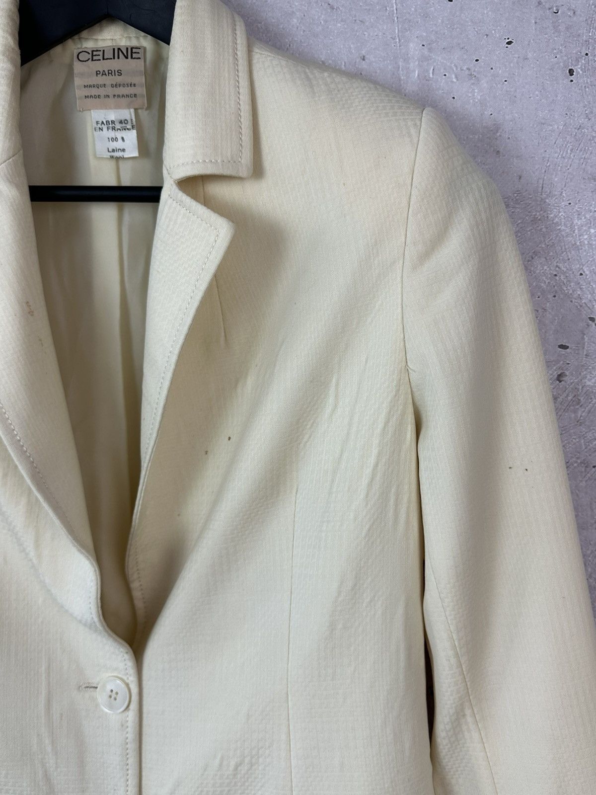 Celine Vintage Celine Paris Beige Wool Women’s Blazer Jacket Size S / US 4 / IT 40 - 5 Thumbnail