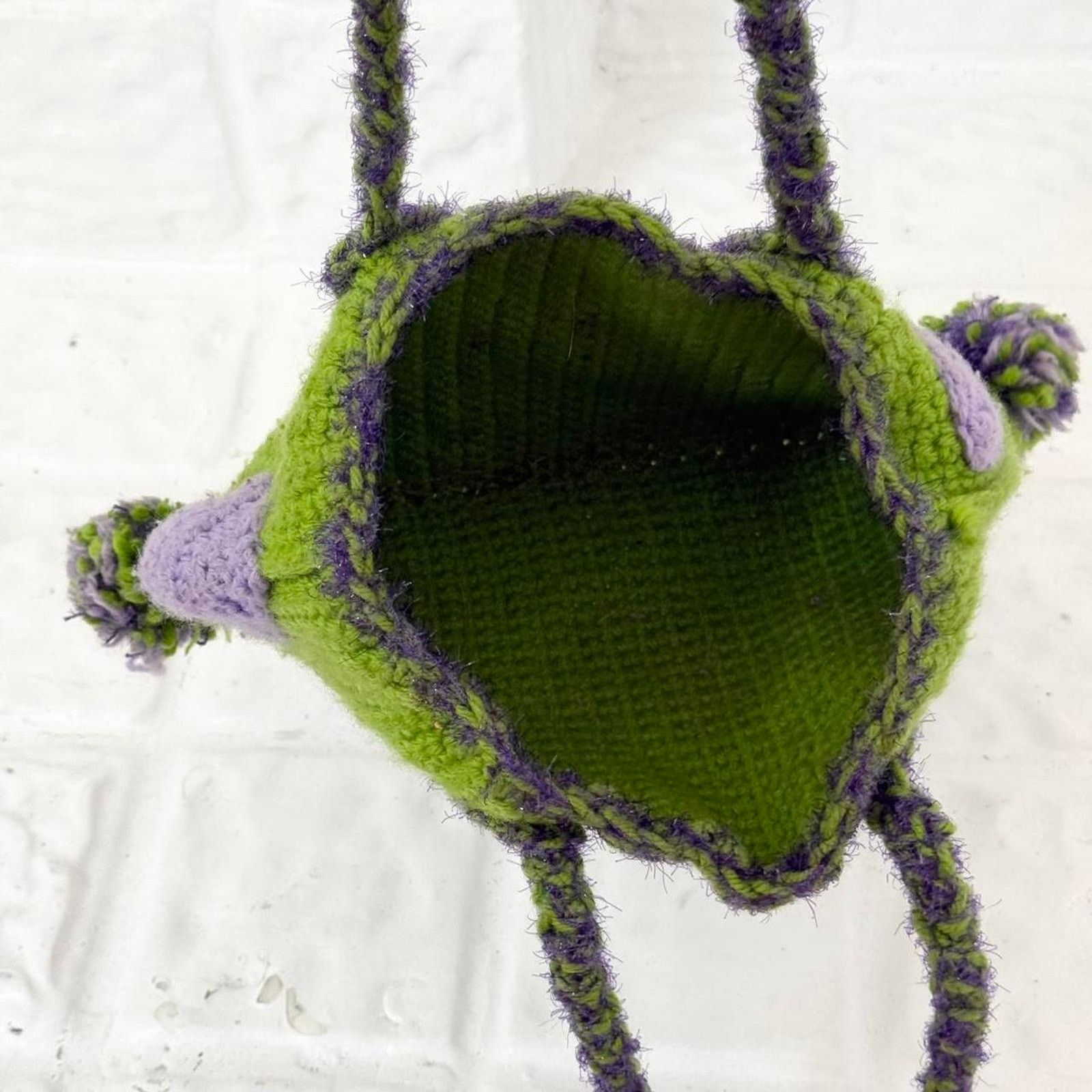 Other crochet mini bag green purple cow print ✦ handmade fuzzy Size ONE SIZE - 3 Thumbnail