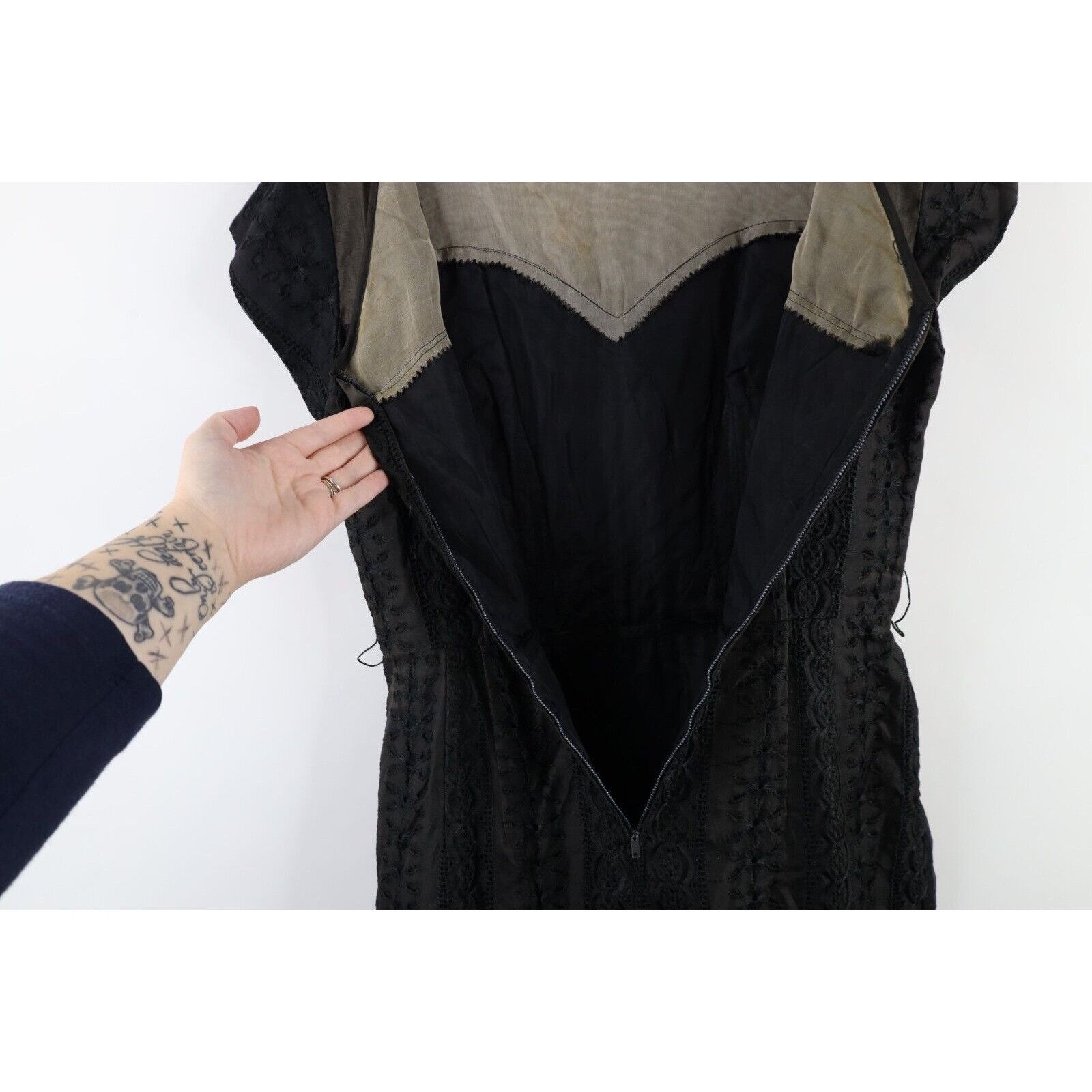 Vintage Vintage 50s 60s Rockabilly Distressed Lace Flower Dress Size XL / US 12-14 / IT 48-50 - 9 Thumbnail