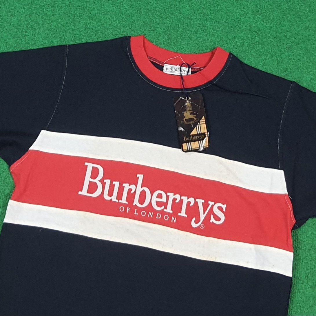 Burberry Vintage Burberrys London Stripe Deadstock Tshirt C299N13 Size US M / EU 48-50 / 2 - 2 Thumbnail