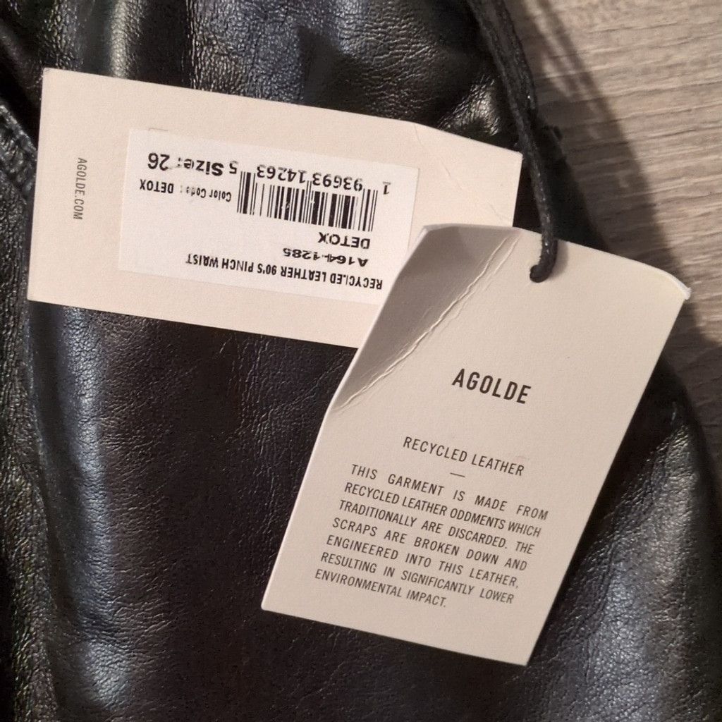 Agolde Agolde Recycle Leather 90's Pinch Waist In Detox Black Sz 26 Size 26" / US 2 / IT 38 - 3 Thumbnail