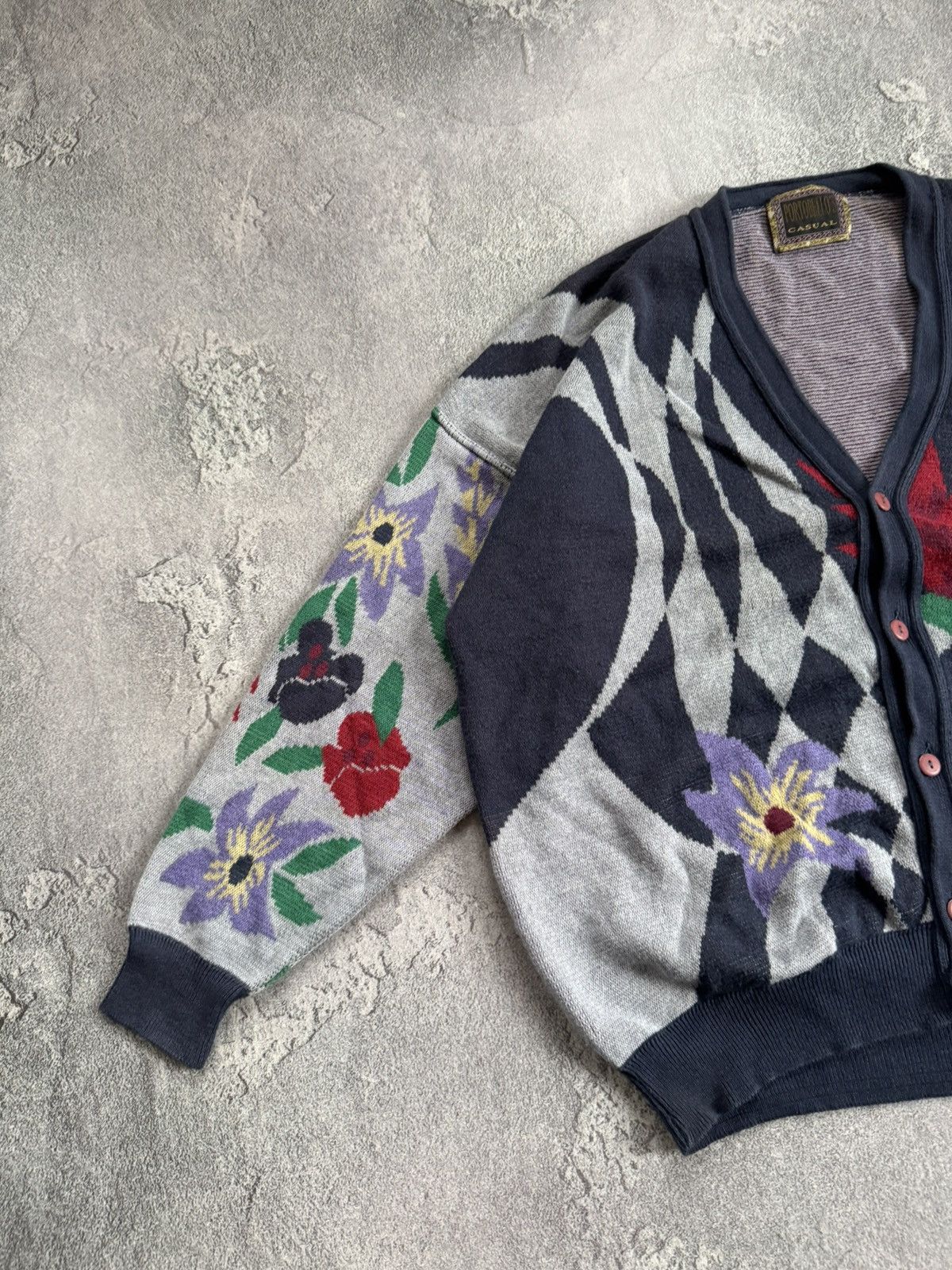 Vintage Portobello’s 54 all printed flower cardigan sweater knitwear Size US L / EU 52-54 / 3 - 5 Thumbnail