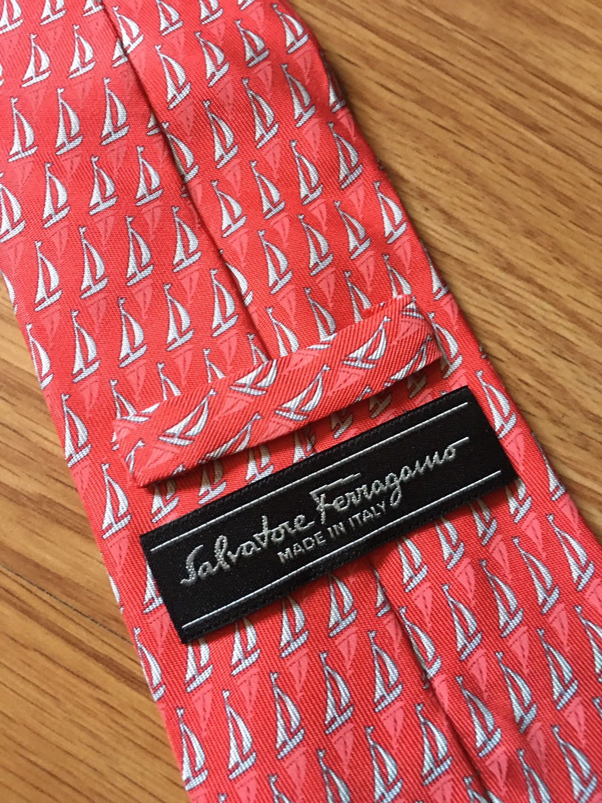 Salvatore Ferragamo Salvatore Ferragamo Ships Design Silk Mens Tie Size ONE SIZE - 1 Thumbnail