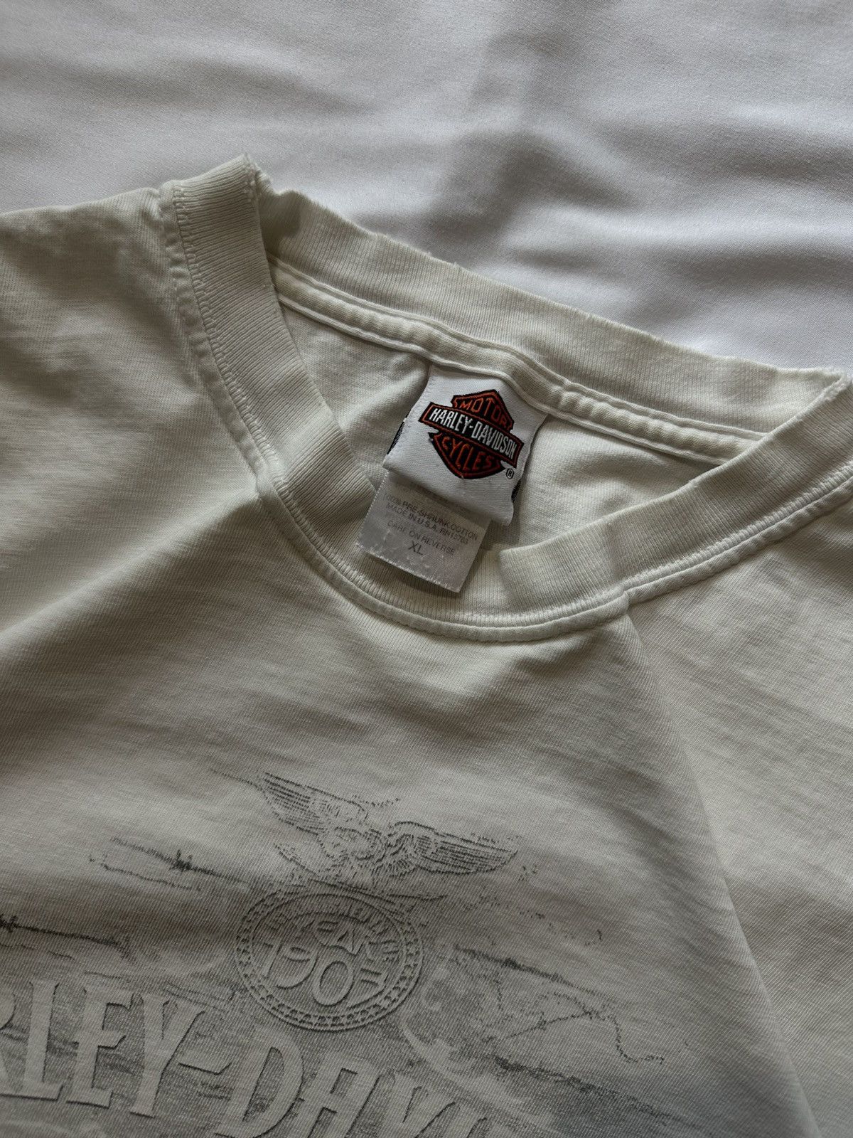 Harley Davidson Vintage Distressed White Harley Davidson Tee Size US XL / EU 56 / 4 - 4 Thumbnail