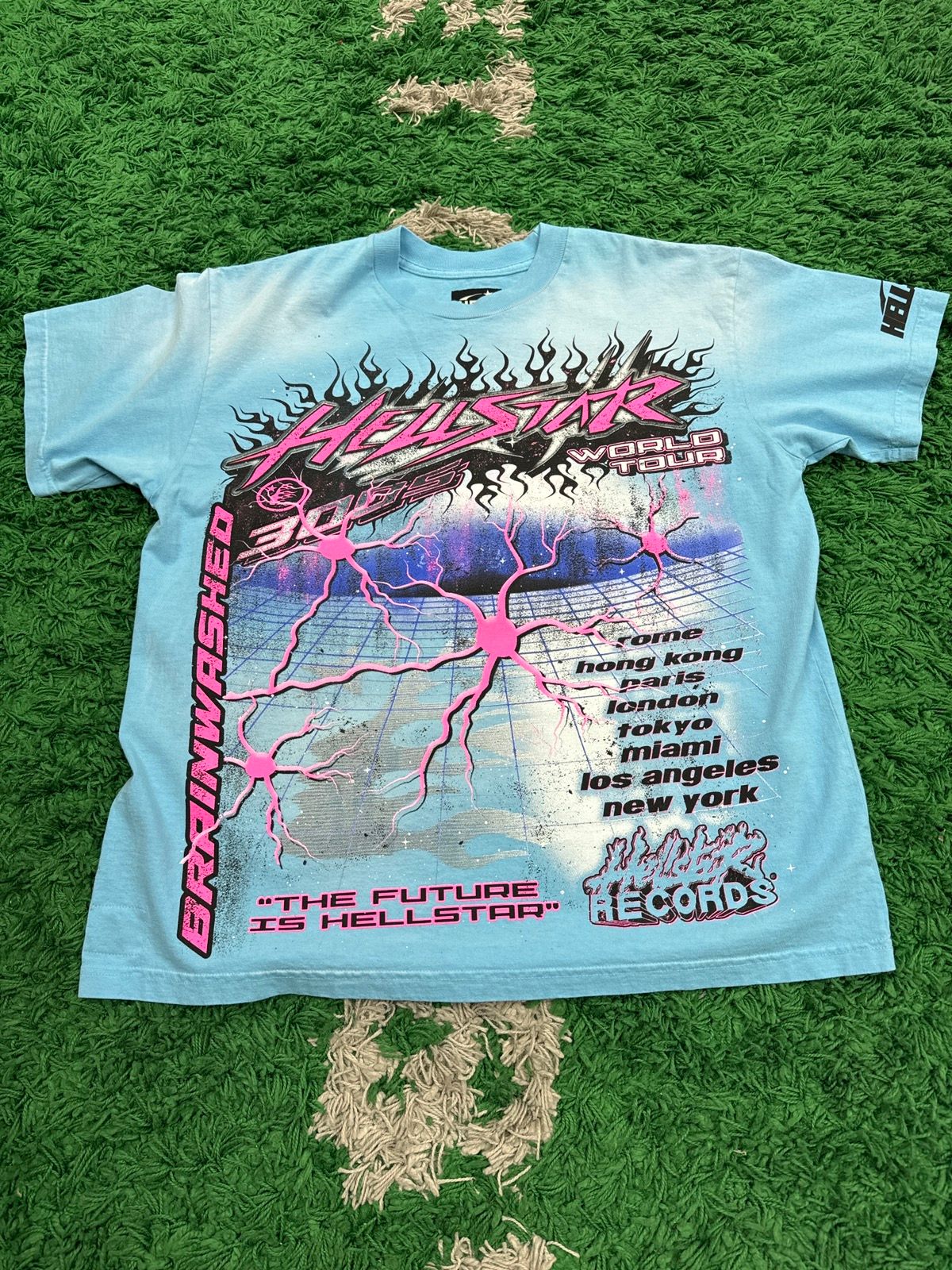 Pre-owned Hellstar Neuron Tour T-shirt In Blue