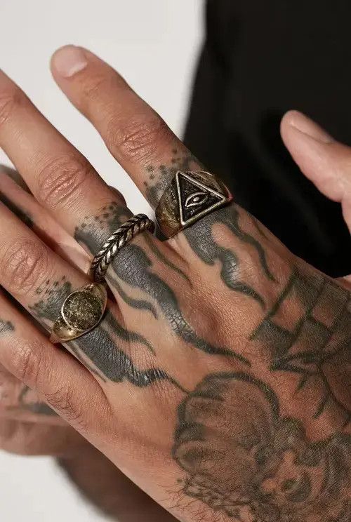 High Sport × Jewelry × Ring Of Fire 3pc Eye Ring Set in Black and Gold Size ONE SIZE - 3 Thumbnail