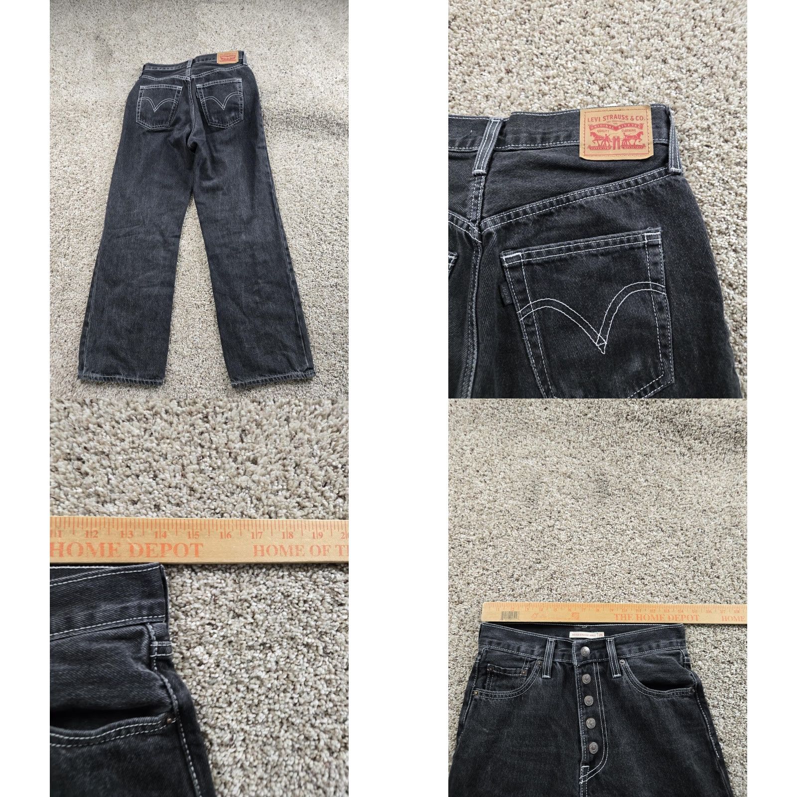 Levi's Levi's Ribcage Straight Jeans Womens 26 Black Charcoal High Rise Denim Size 26" / US 2 / IT 38 - 8 Thumbnail