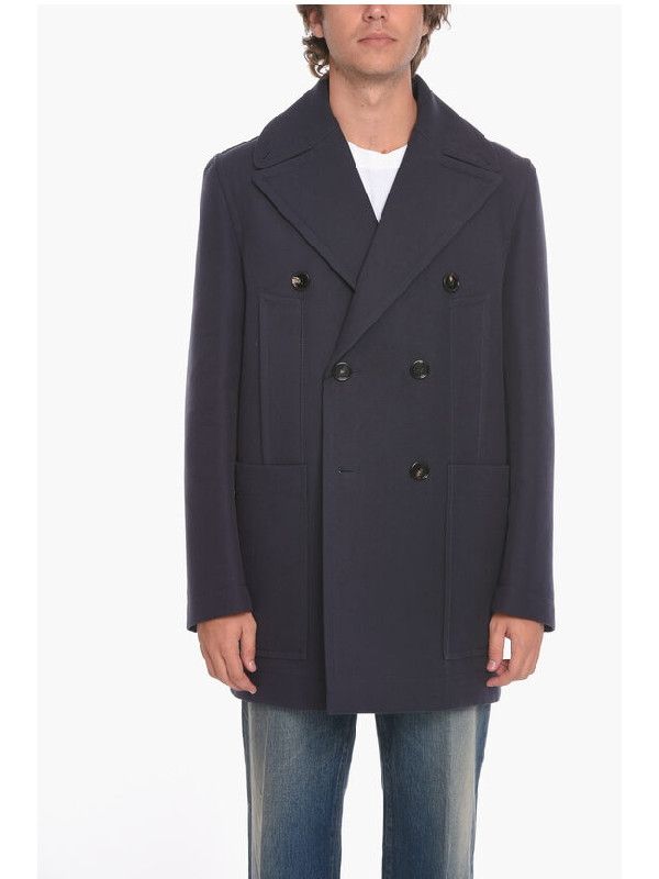 Bottega Veneta o1n1vont0925 Curved Shape Cotton Twill Coat in Navy Size US S / EU 44-46 / 1 - 1 Thumbnail