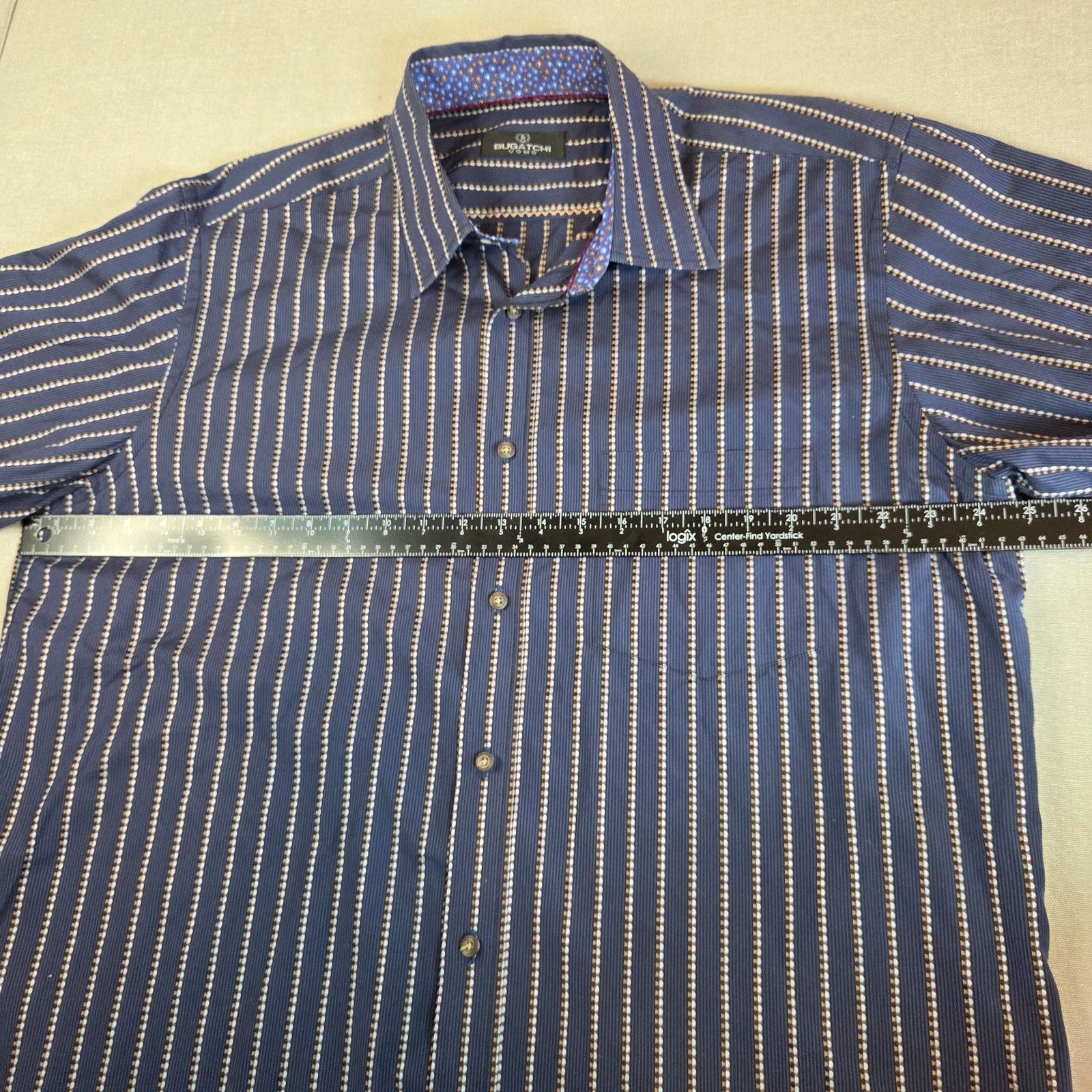 BUGATCHI Bugatchi Uomo XL Blue Stripe Cotton Button Down Shirt Size US XL / EU 56 / 4 - 10 Thumbnail