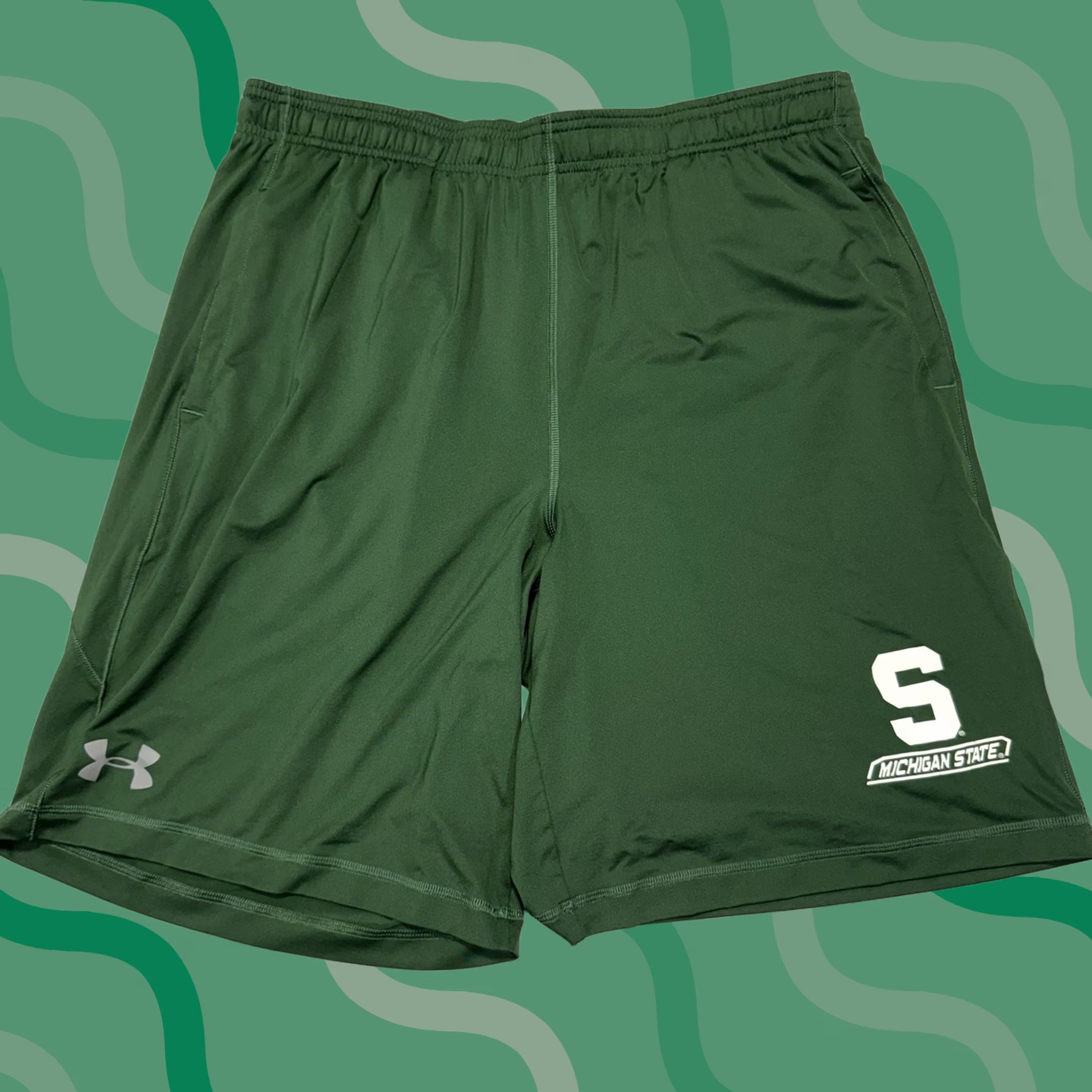 Under Armour Under Armour Michigan State Spartans Shorts Mens XL Green Athletic Gym Size US 36 / EU 52 - 1 Thumbnail