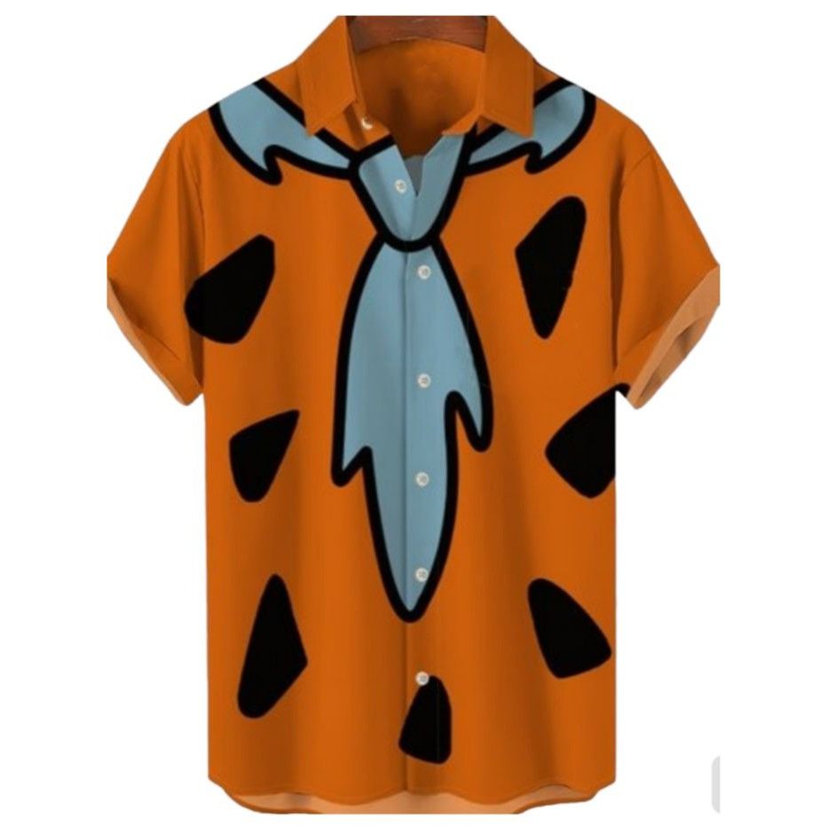 Other Fred Flintstones Orange Button Down Men's V-Neck Beach Party Size US L / EU 52-54 / 3 - 3 Thumbnail