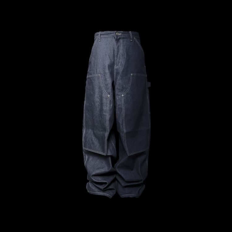 パンツ emostanceclub coated carpenter baggy Emostanceclub Japanese Carpenter Baggy Jeans - Indigo Blue