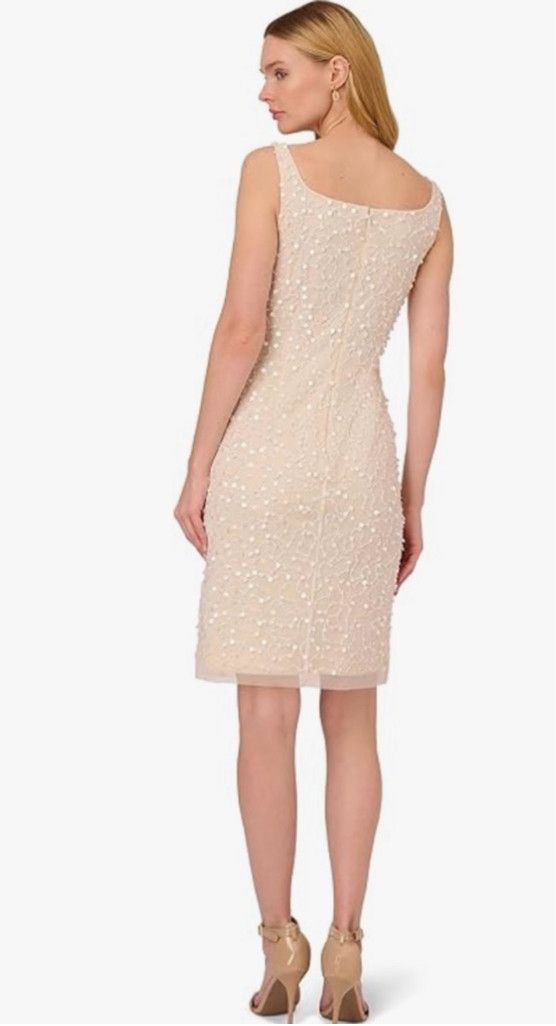 Adrianna Papell Women's Adrianna Papell Ivory/Pearl Beaded Dress Size 2 Size XS / US 0-2 / IT 36-38 - 2 Thumbnail