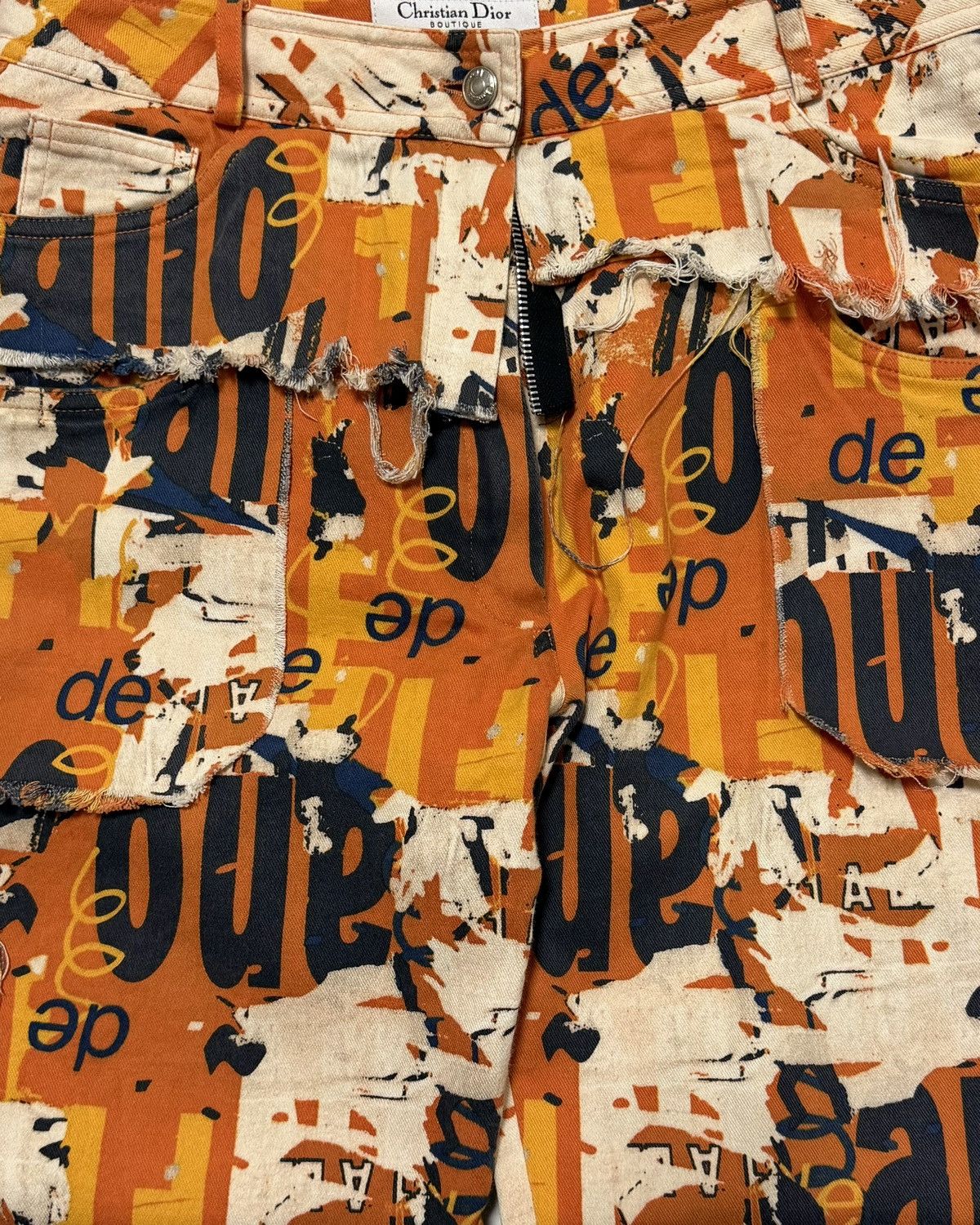 Dior CHRISTIAN DIOR S/S 2001 Graphic Print Cargo Flared Trousers Size 27" / US 4 / IT 40 - 5 Thumbnail