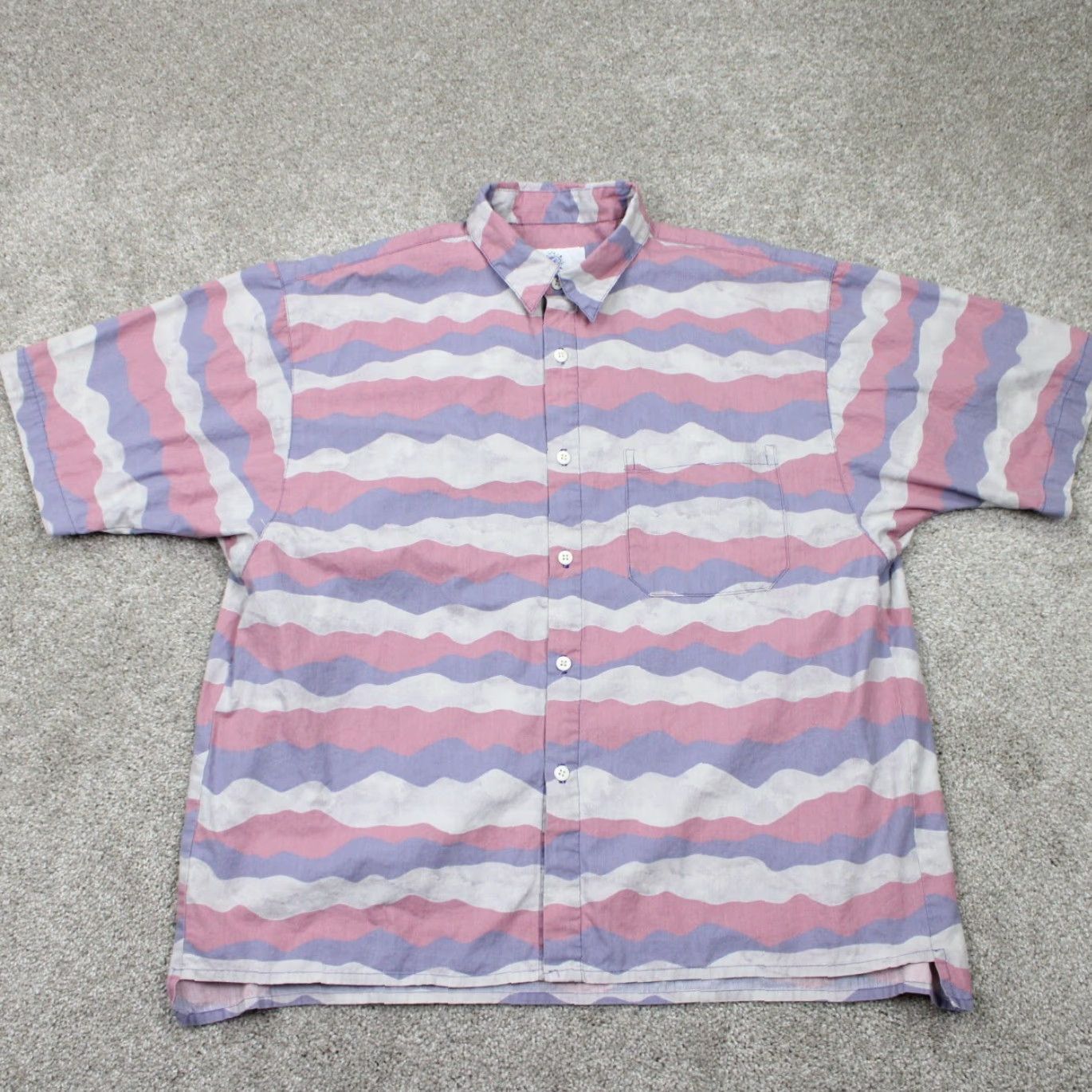 The Territory Ahead The Territory Ahead Purple/Blue Shirt Mens Small Cotton Button-Up Short Sleeve Geometric Pattern, 100% Cotton, Regular Fit, Chest 25 in Size US S / EU 44-46 / 1 - 2 Thumbnail