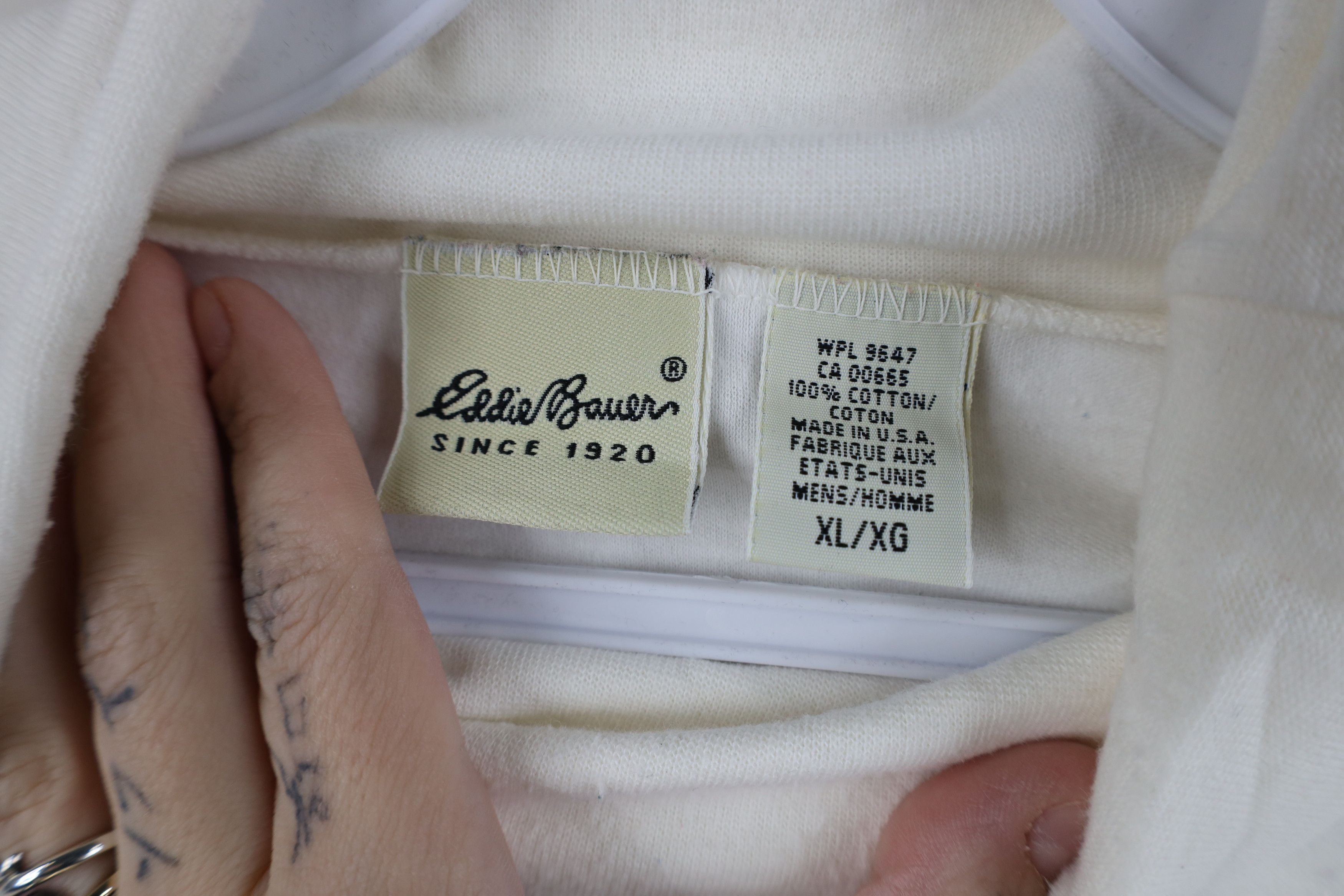 Eddie Bauer Vintage 90s Eddie Bauer Cotton Turtleneck T-Shirt White USA Size US XL / EU 56 / 4 - 7 Thumbnail