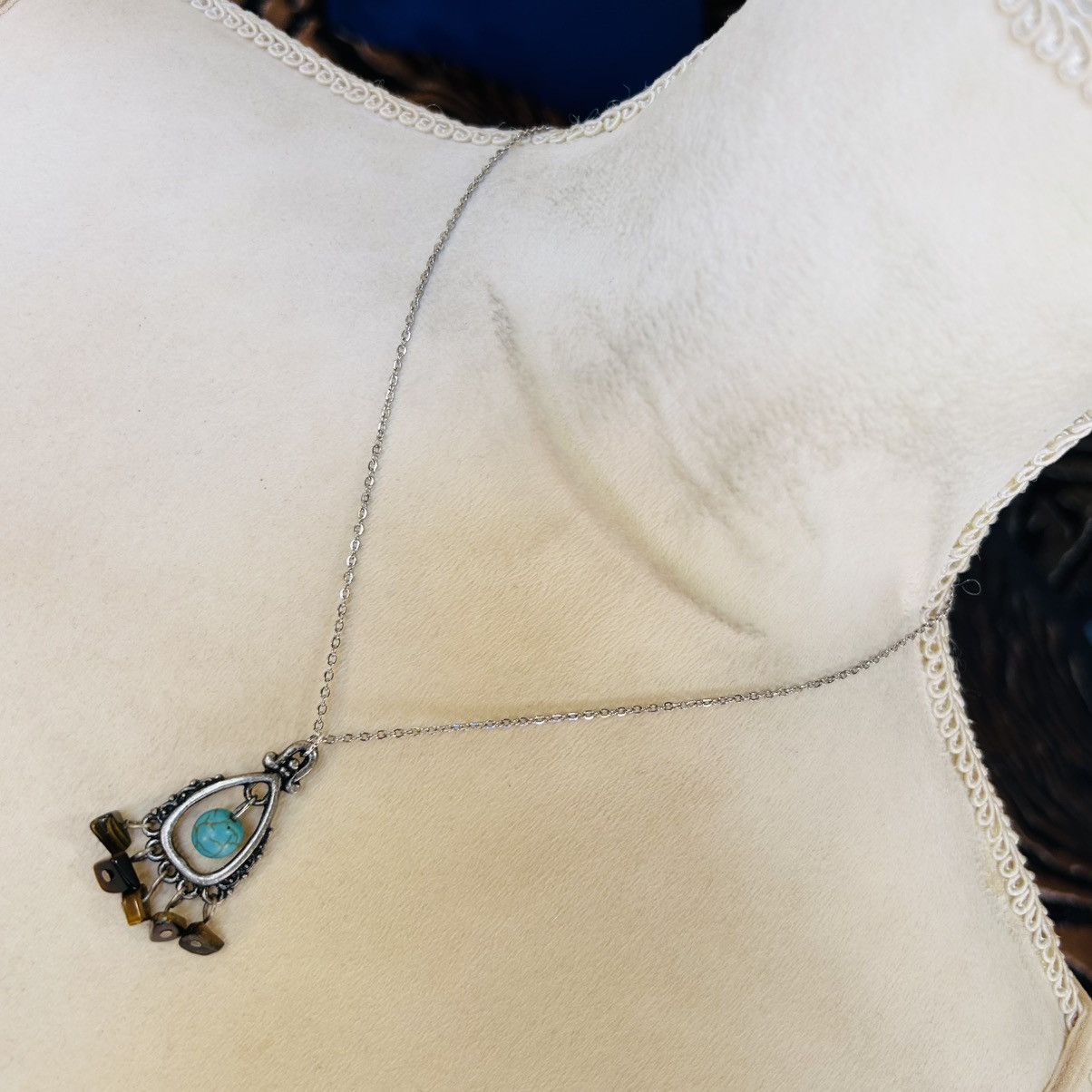 Handmade Handcrafted southwest style tigers eye turquoise necklace Size ONE SIZE - 2 Thumbnail