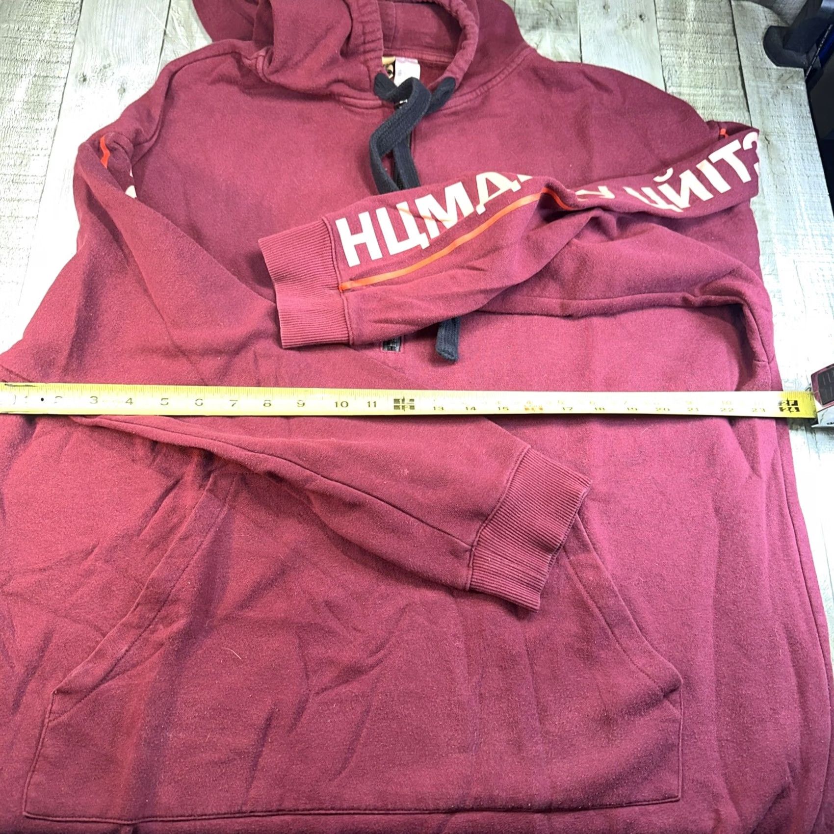 Vintage Divided Humanity United Hoodie Womens L Red 1/4 Zip Pullover Cap Sleeve Hooded Pockets All Seasons Size L / US 10 / IT 46 - 3 Thumbnail